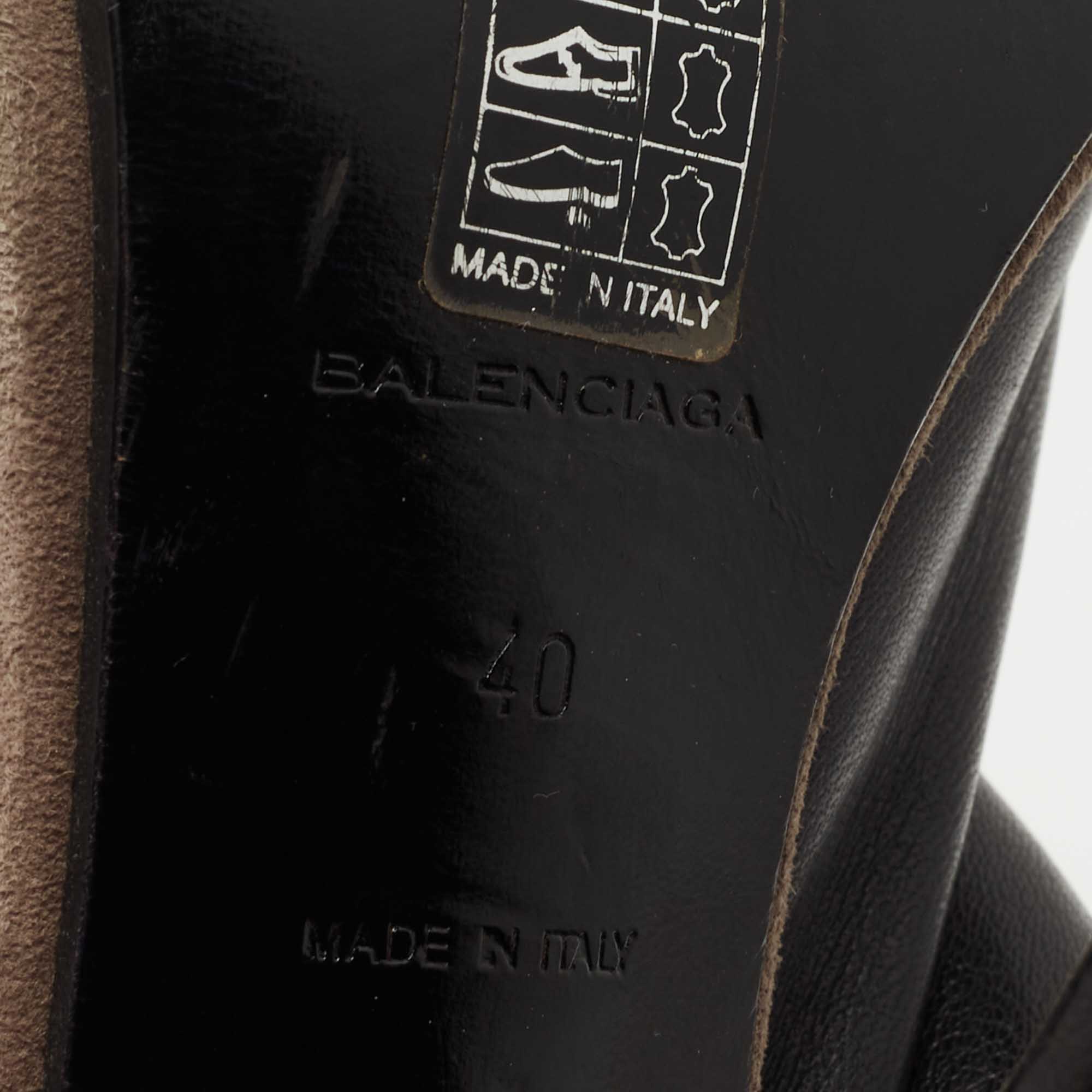 Balenciaga Black Leather Glove Slingback Sandals Size 40
