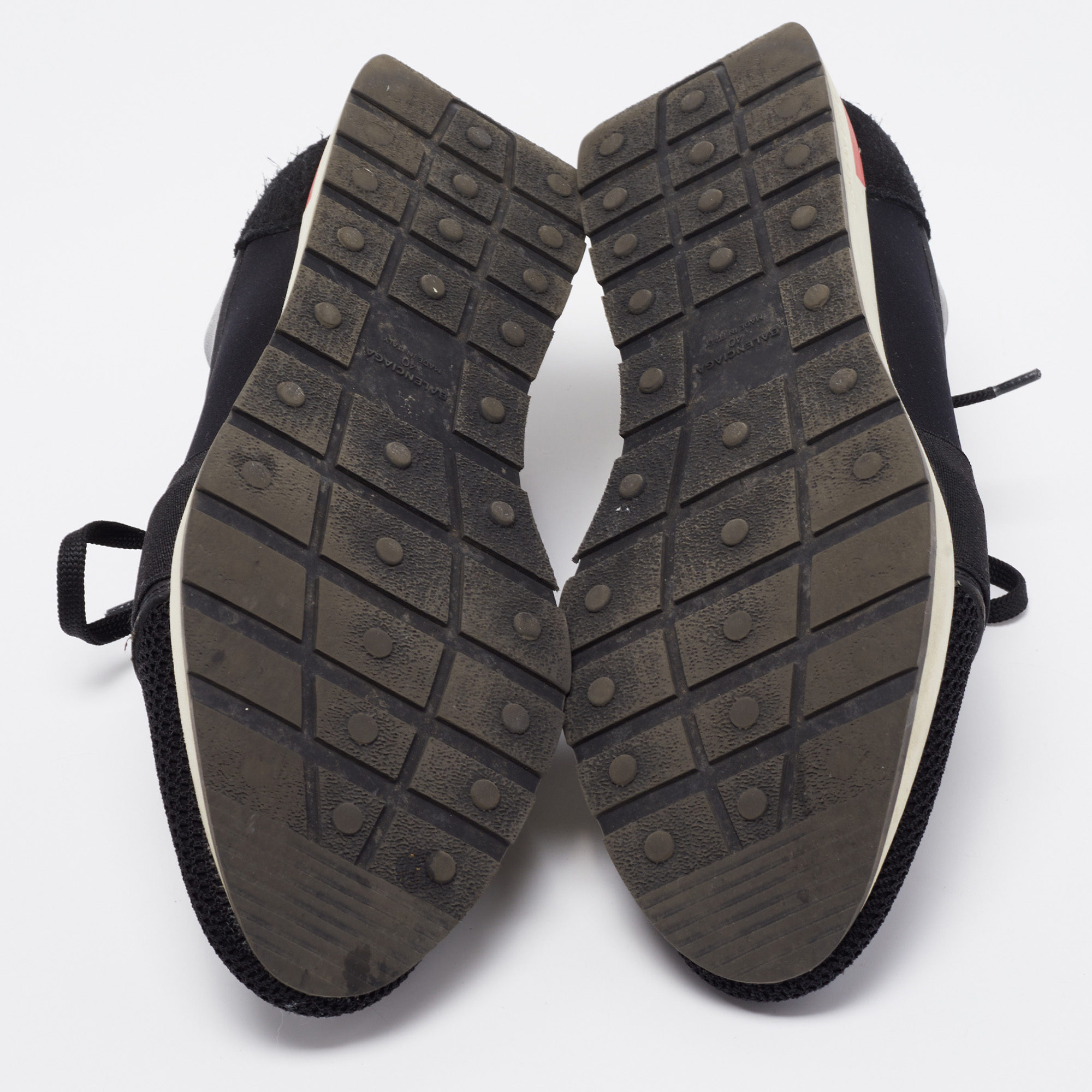 Balenciaga Black Leather, Mesh Race Runner Sneakers Size 40
