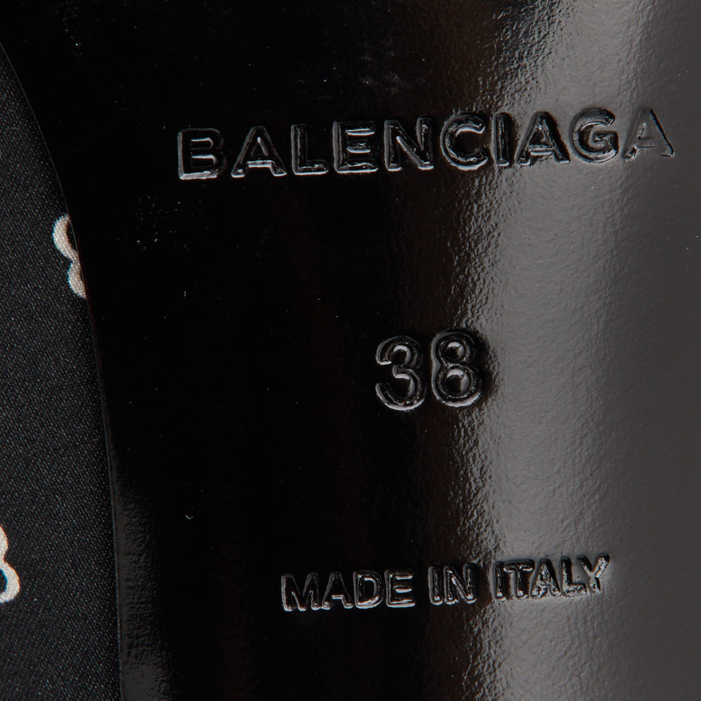 Balenciaga Black BB Logo Satin Bow Knife Slingback Pumps Size 38