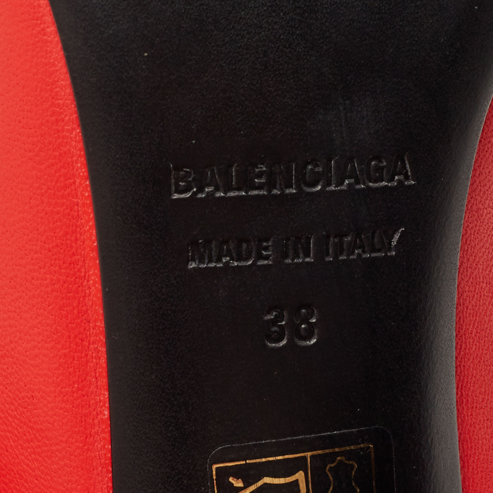 Balenciaga Red Leather Knife  Pointed Toe Ankle Wrap Pumps Size 38