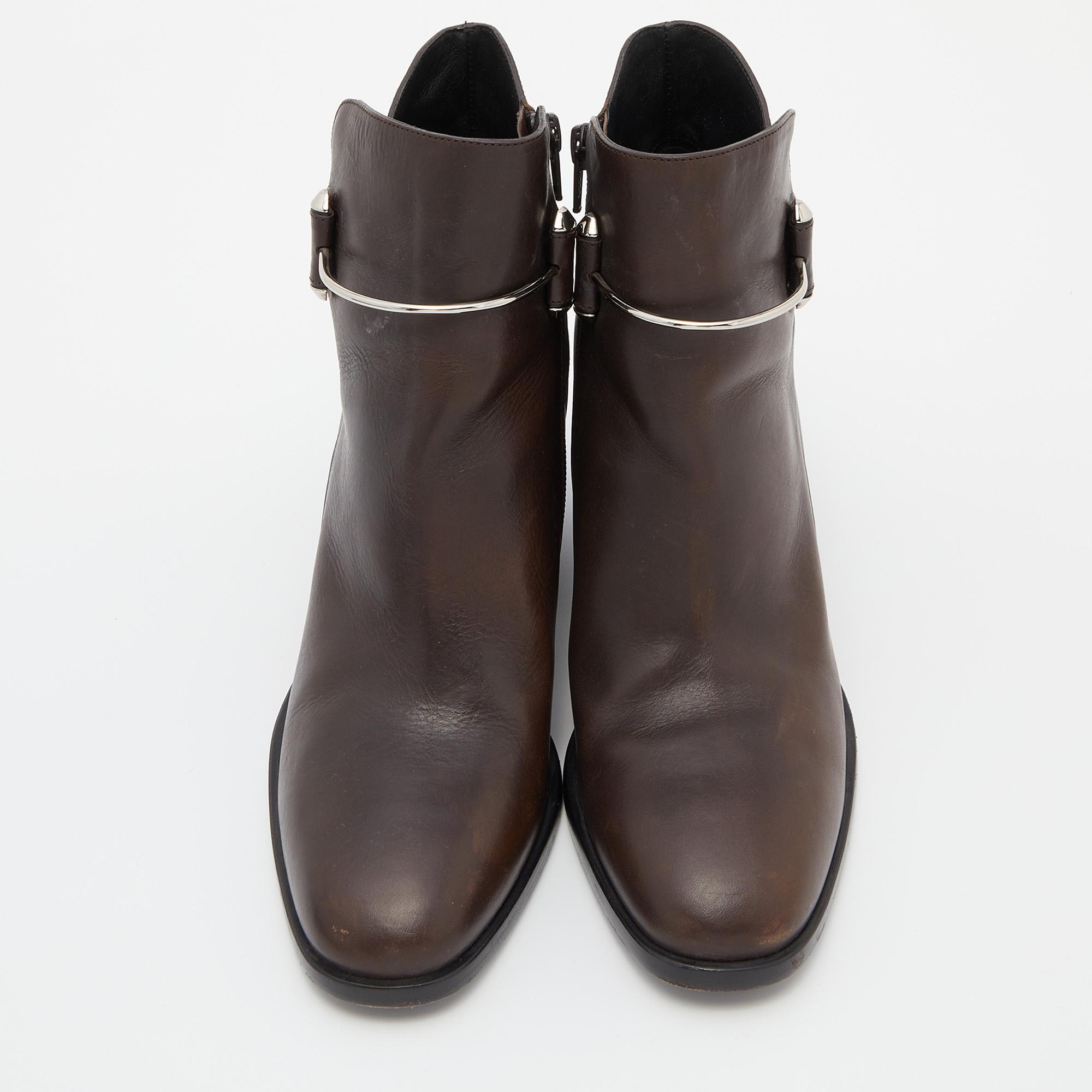 Balenciaga Brown Leather Ankle Boots Size 40