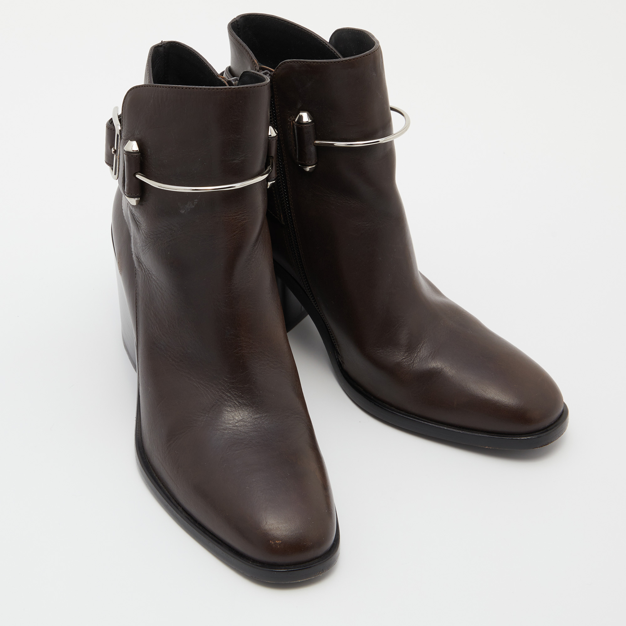 Balenciaga Brown Leather Ankle Boots Size 40