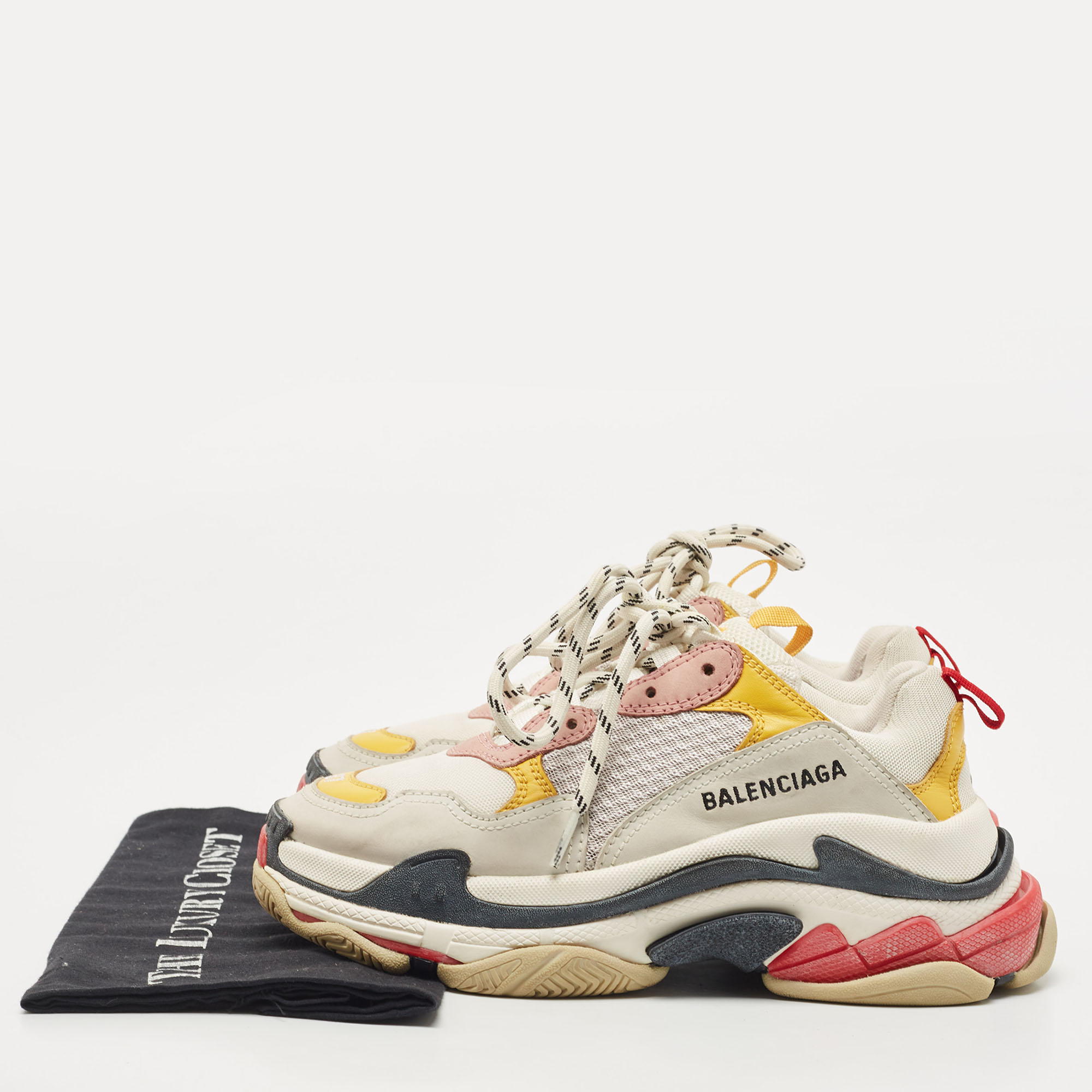 Balenciaga Tri Color Leather And Mesh Triple S Sneakers Size 37