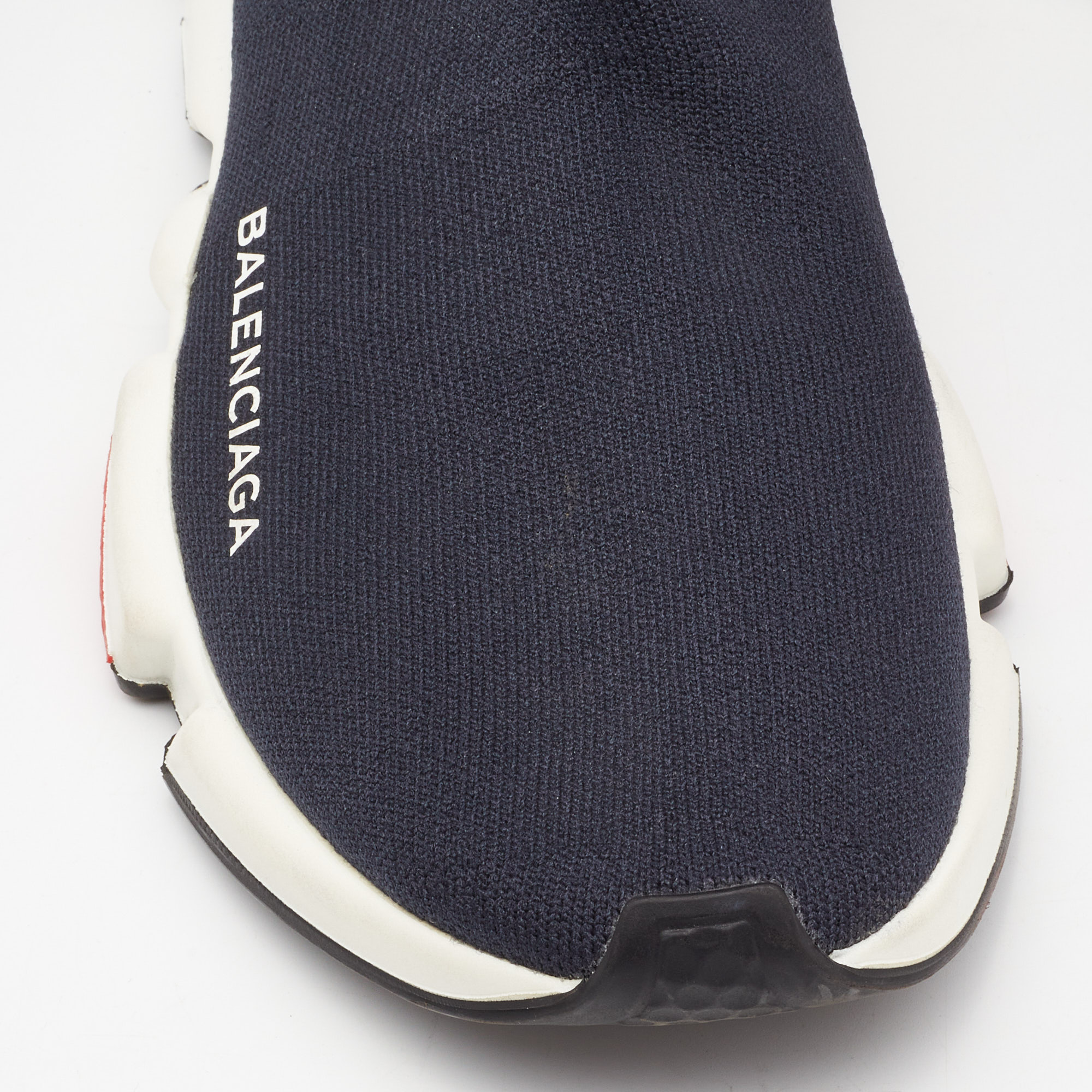 Balenciaga Dark Blue Knit Fabric Speed Trainer Sneakers Size 37