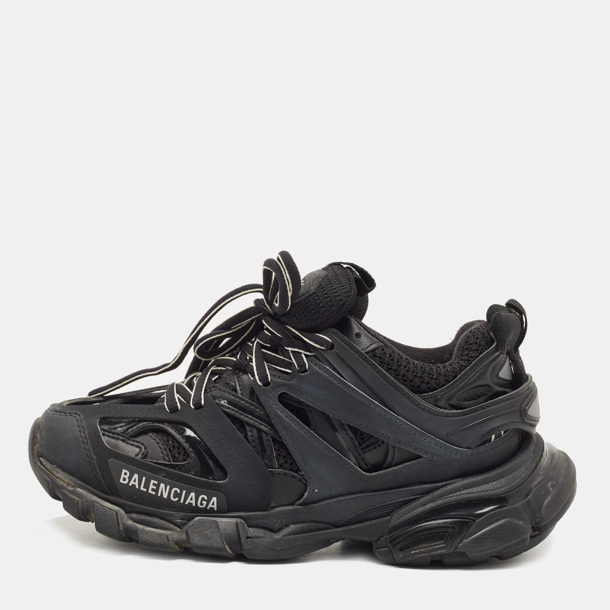 Balenciaga Black Rubber And Mesh Track 2 Low Top Sneakers Size 35