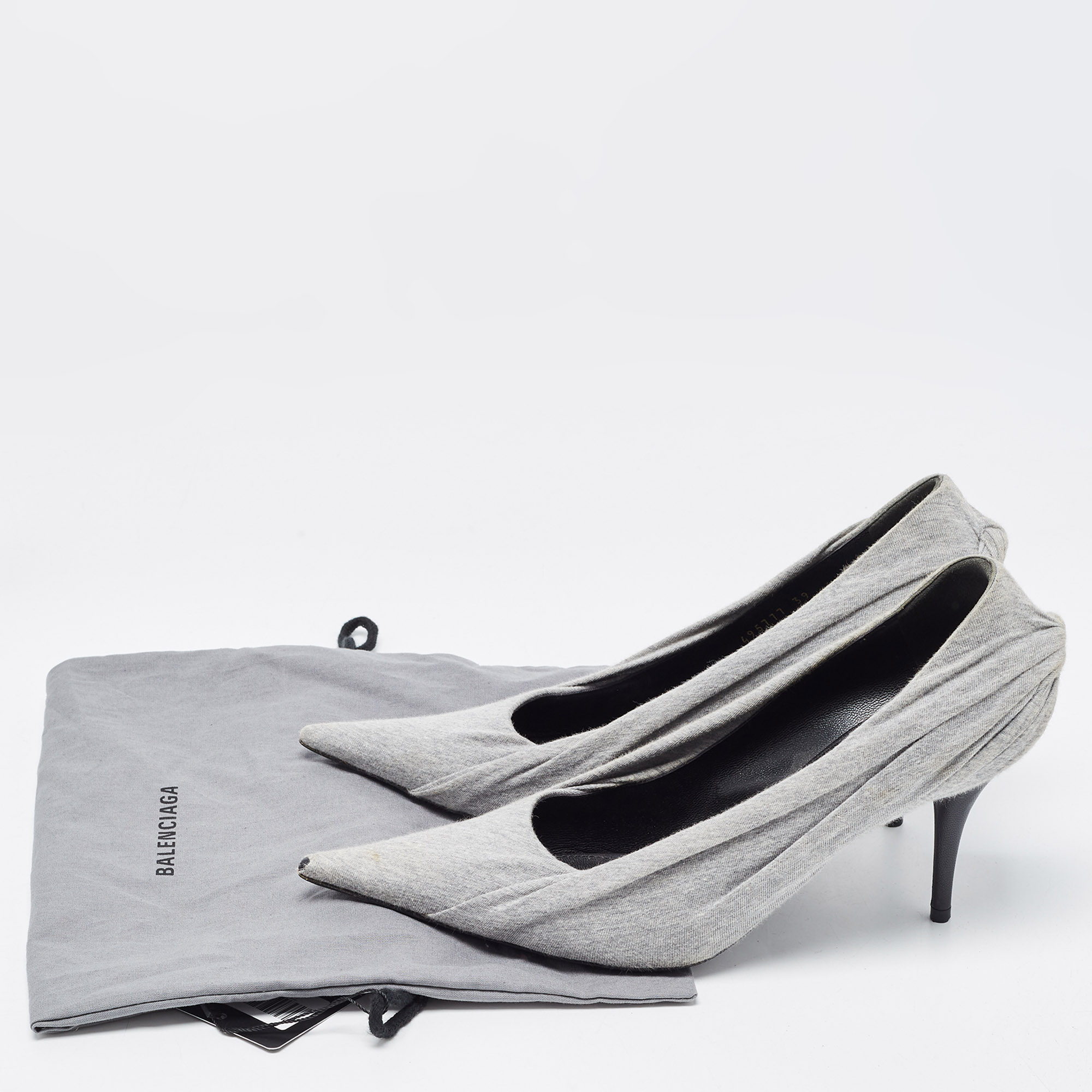 Balenciaga Grey Fabric Knife Pointed Toe  Pumps Size 39