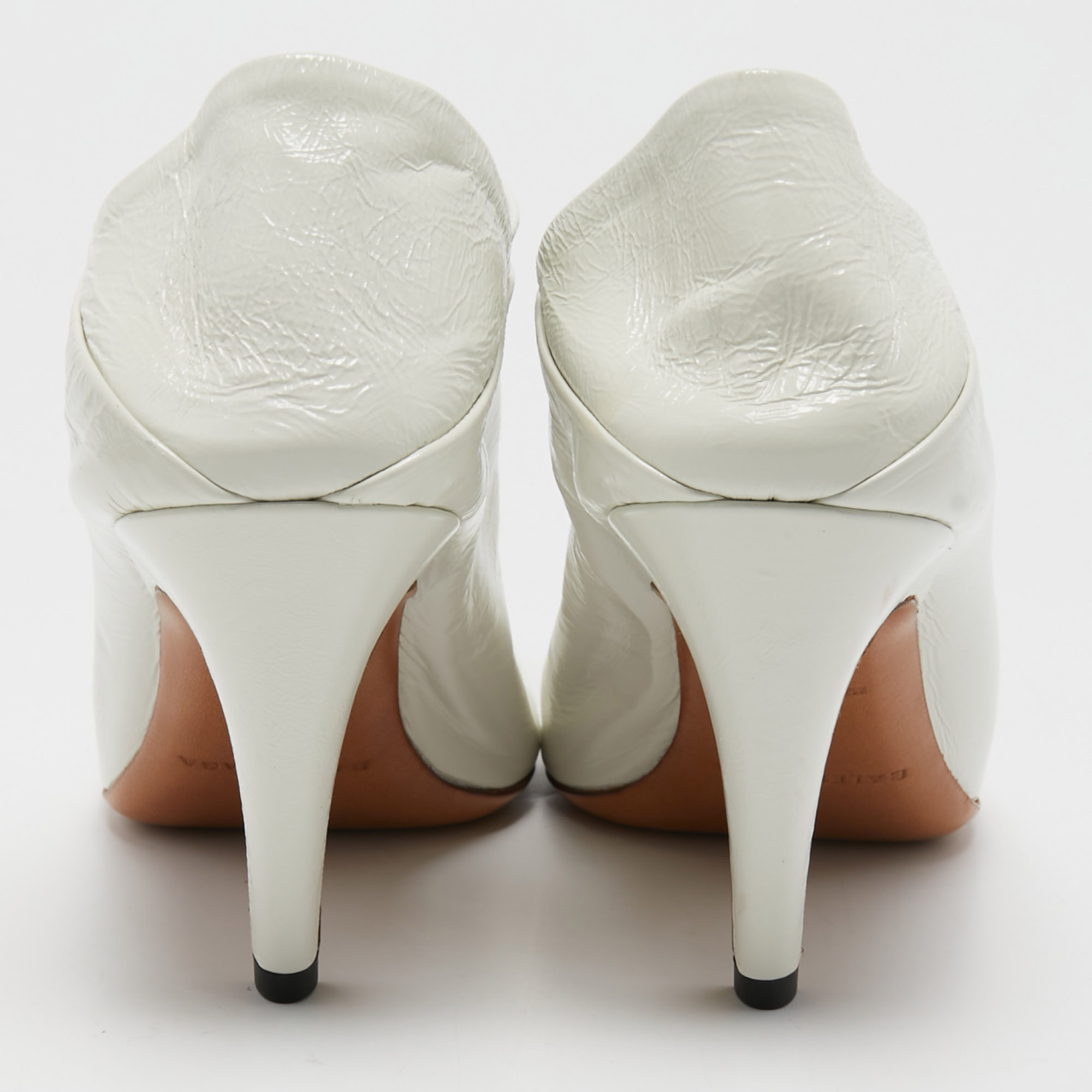 Balenciaga White Leather Square Toe Booties Size 38