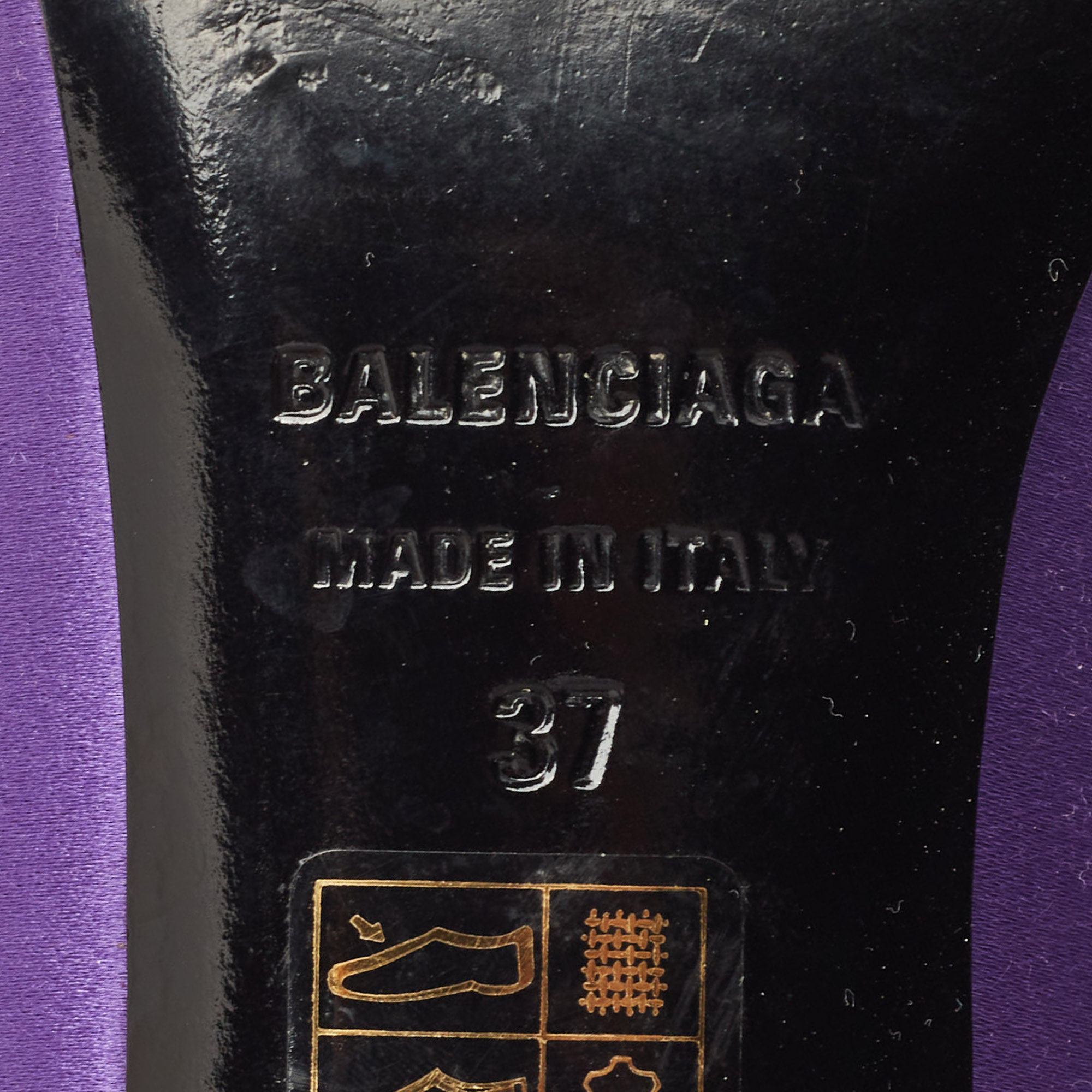 Balenciaga Purple Satin Knife  Mules Size 37