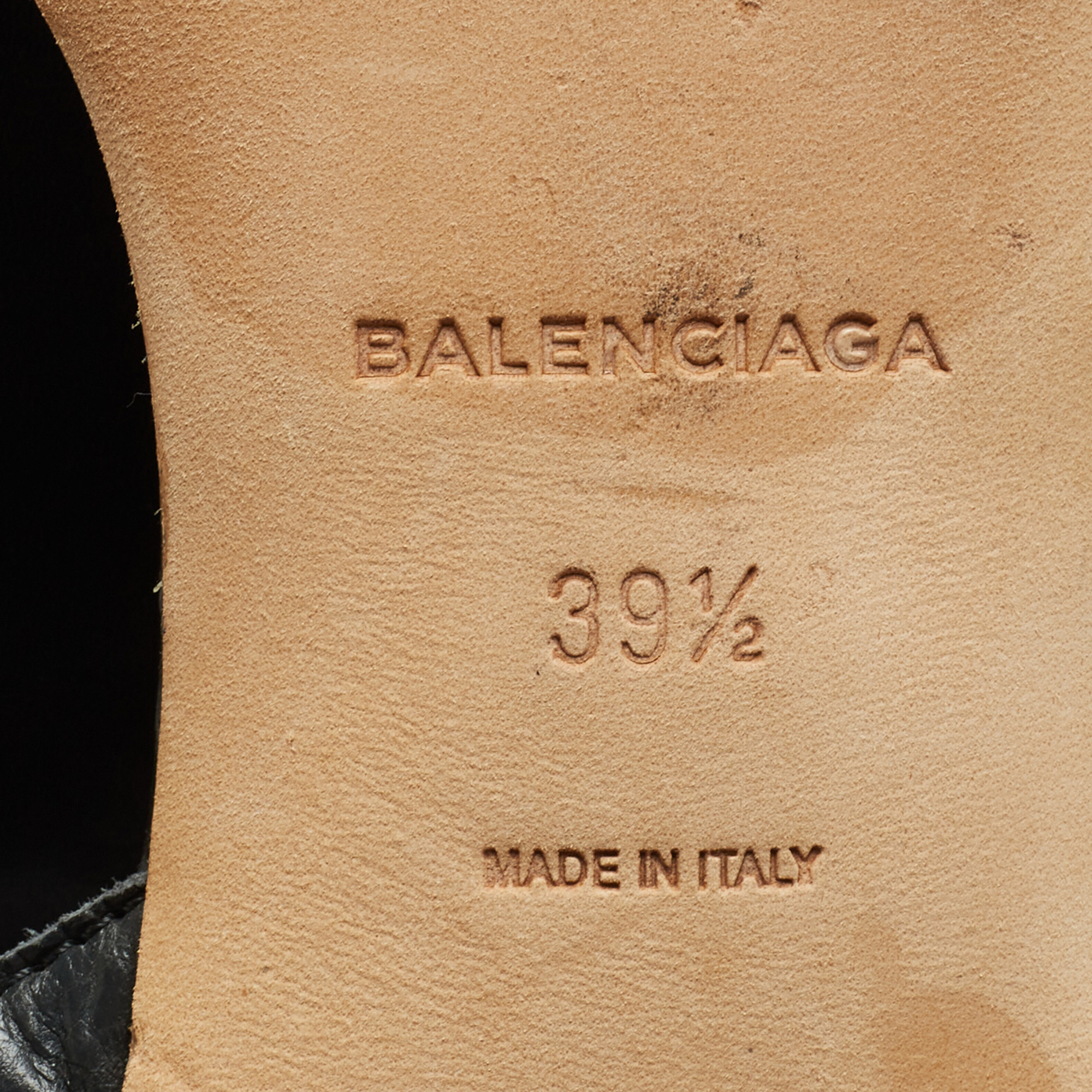 Balenciaga Dark Grey Leather Studded Ankle Strap Flat Sandals Size 39.5
