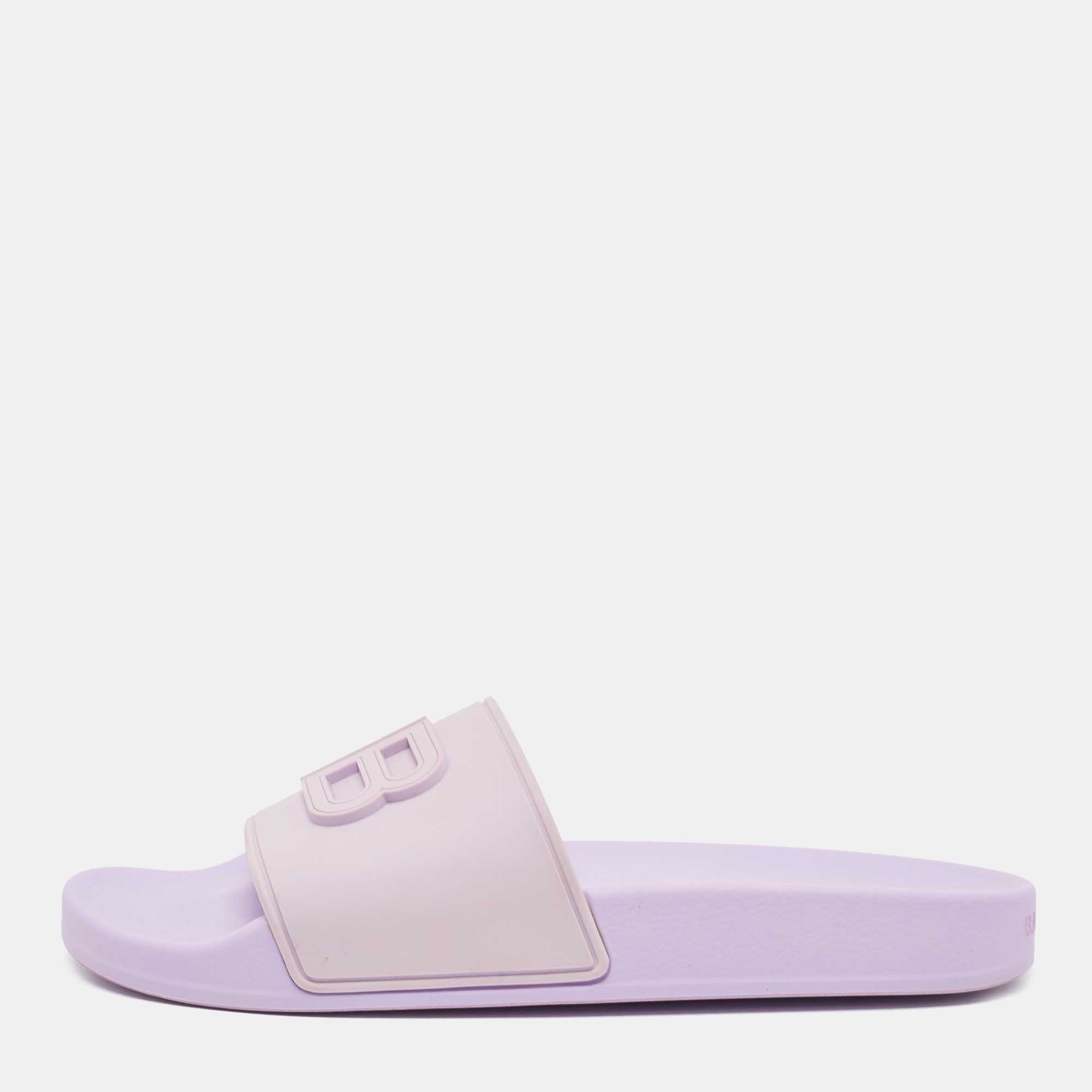 Balenciaga Purple Rubber BB Pool Slides Size 37