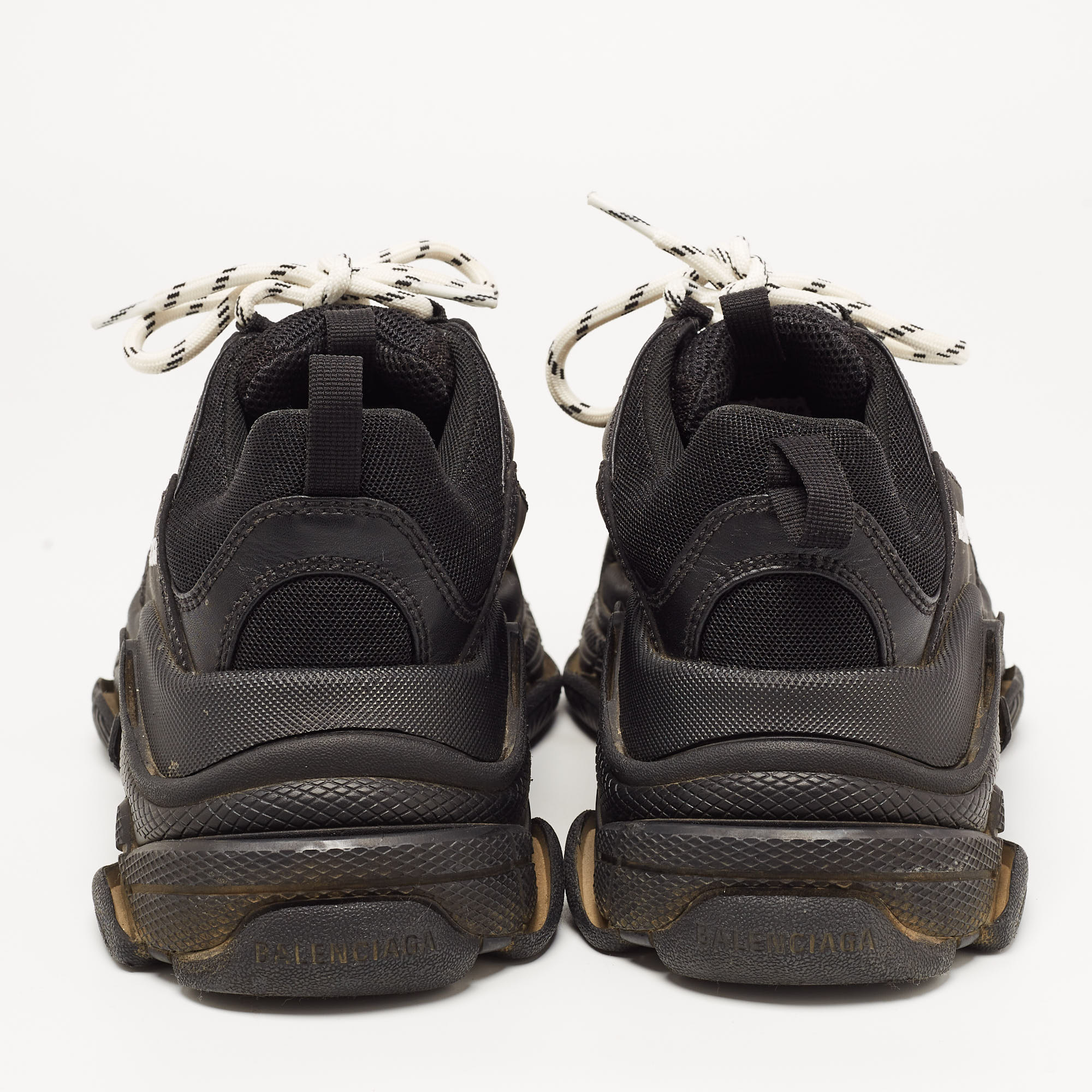 Balenciaga Black Mesh And Nubuck Triple S Sneakers Size 38