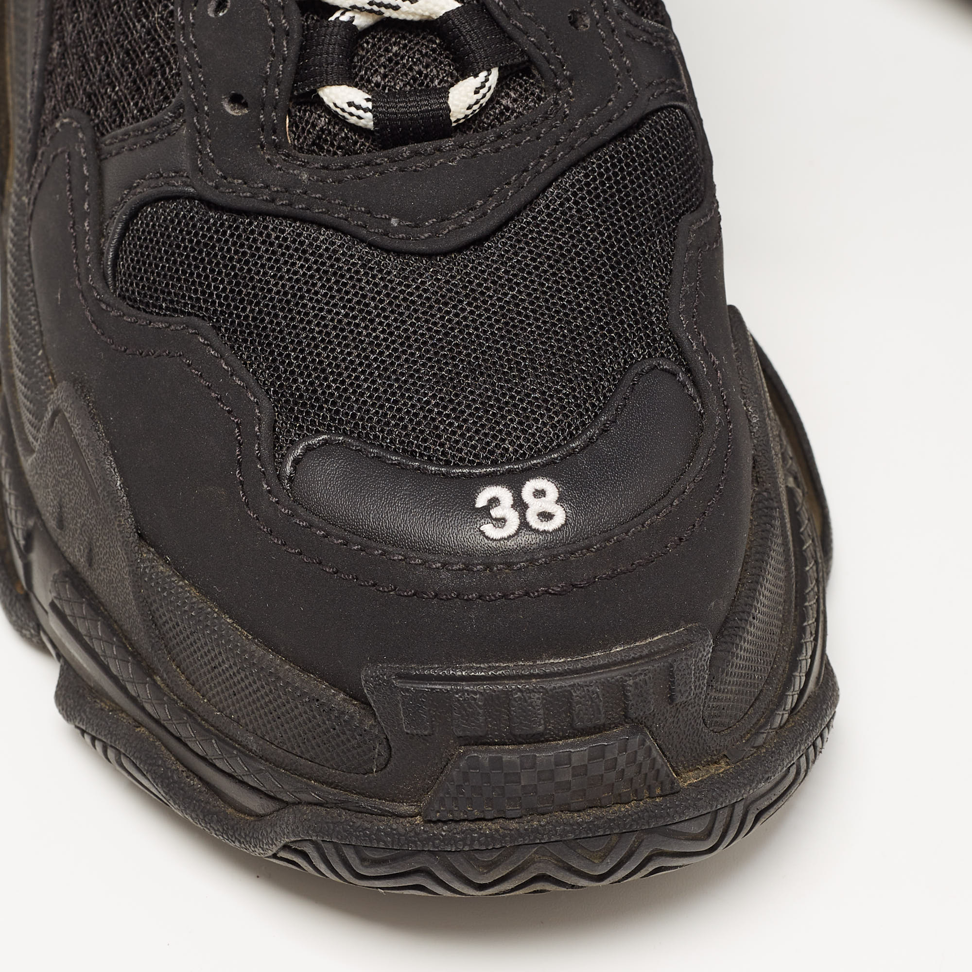 Balenciaga Black Mesh And Nubuck Triple S Sneakers Size 38