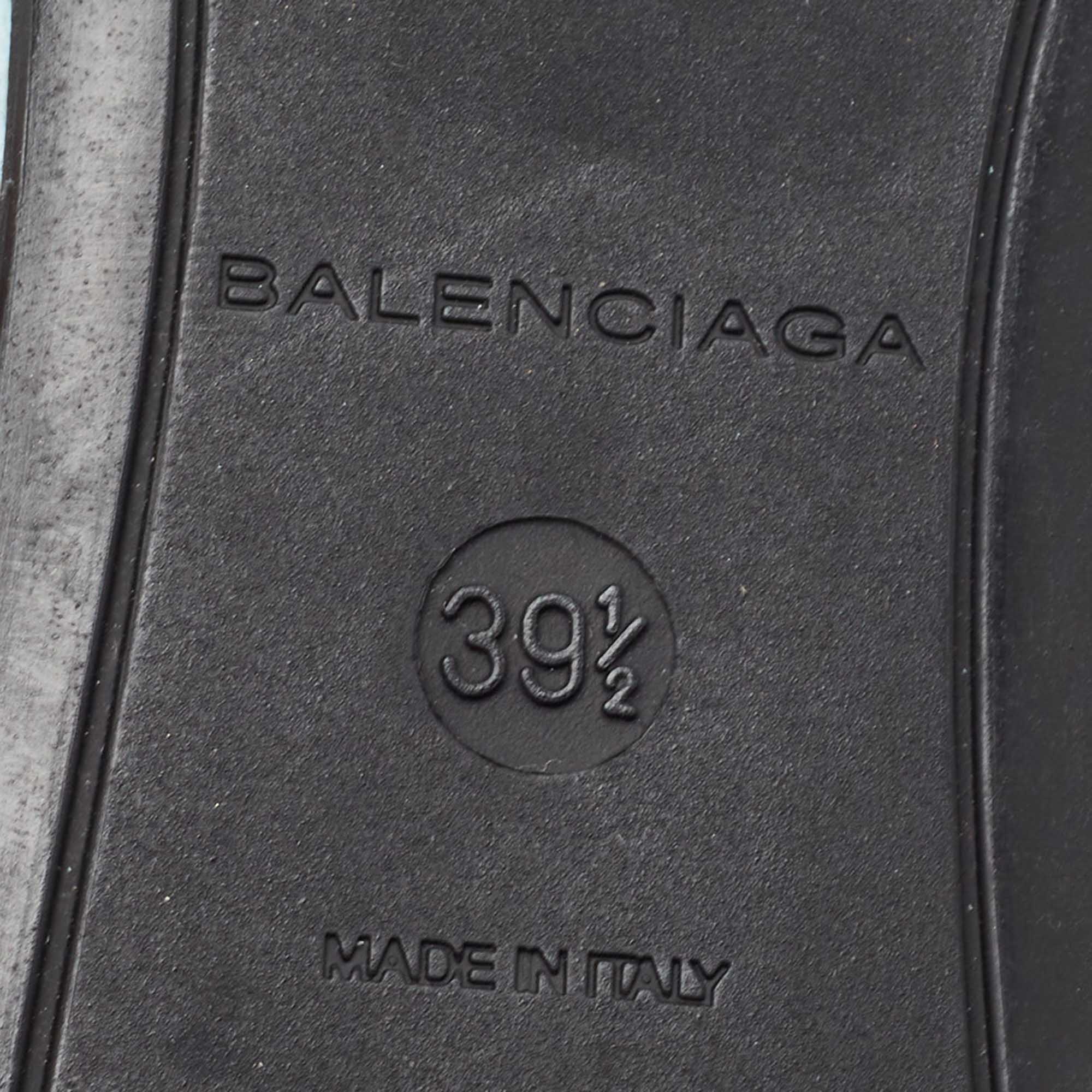 Balenciaga Light Blue Textured Leather Studded Arena Ballet Flats Size 39.5