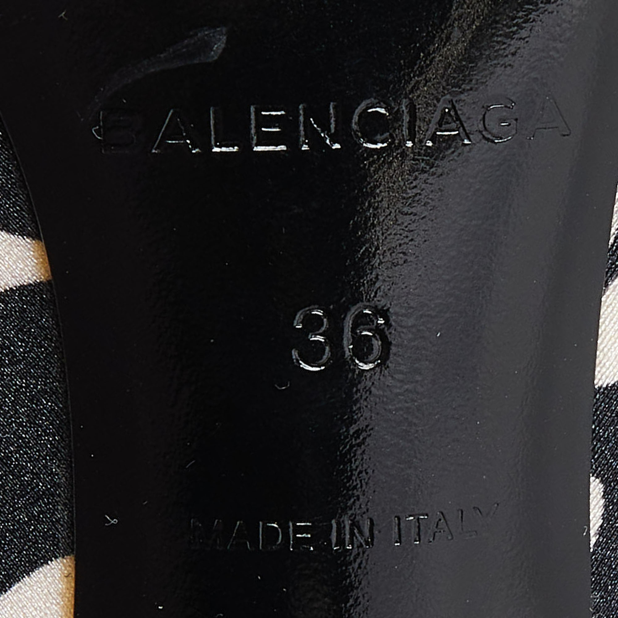 Balenciaga Black/White Printed Stretch Fabric Knife Booties Size 36