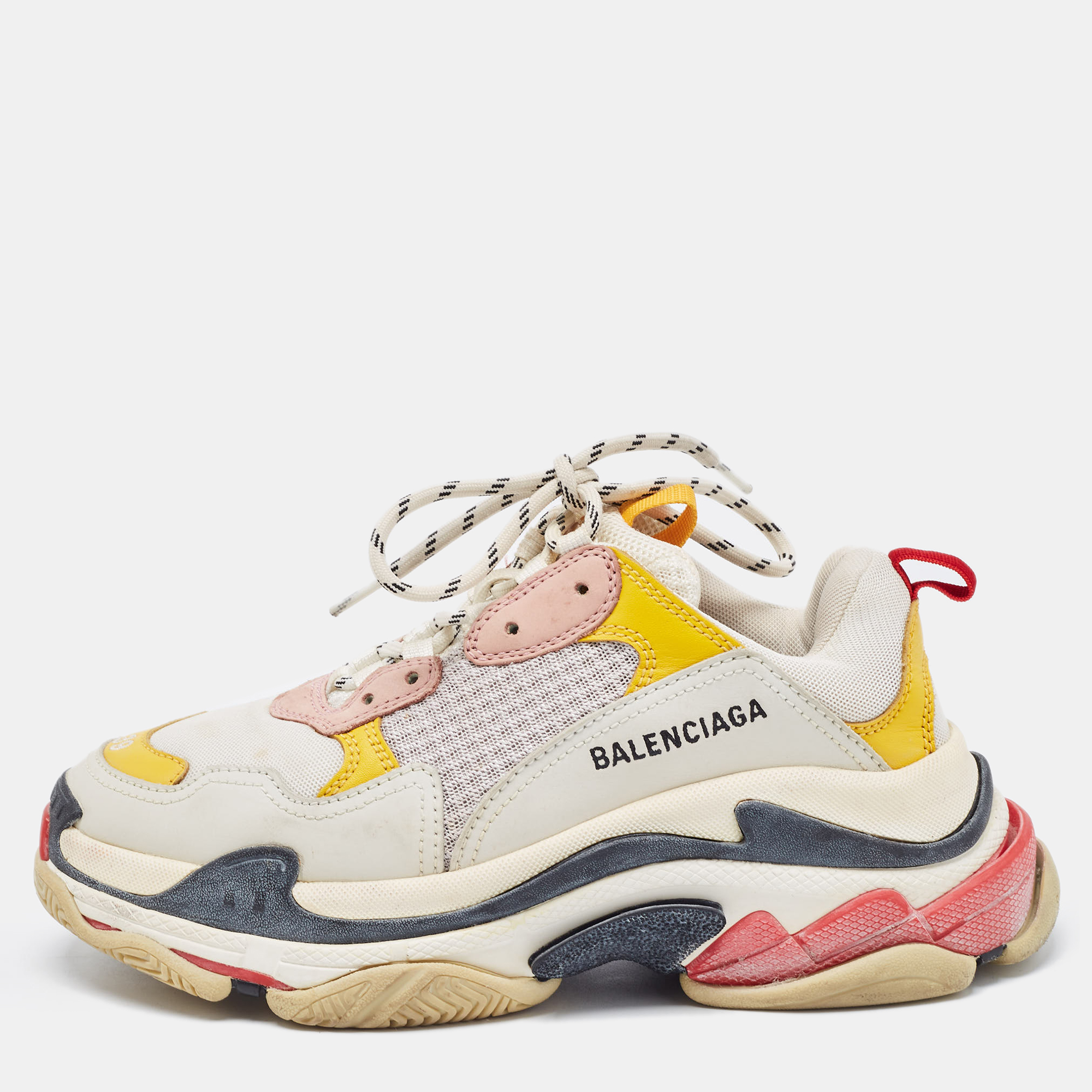Balenciaga Multicolor Mesh And Leather Triple S Sneakers Size 39