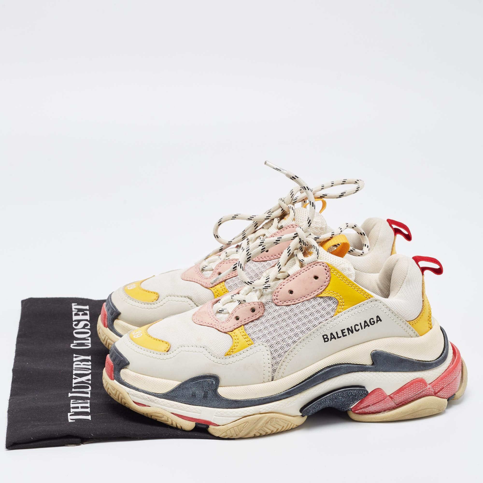 Balenciaga Multicolor Mesh And Leather Triple S Sneakers Size 39