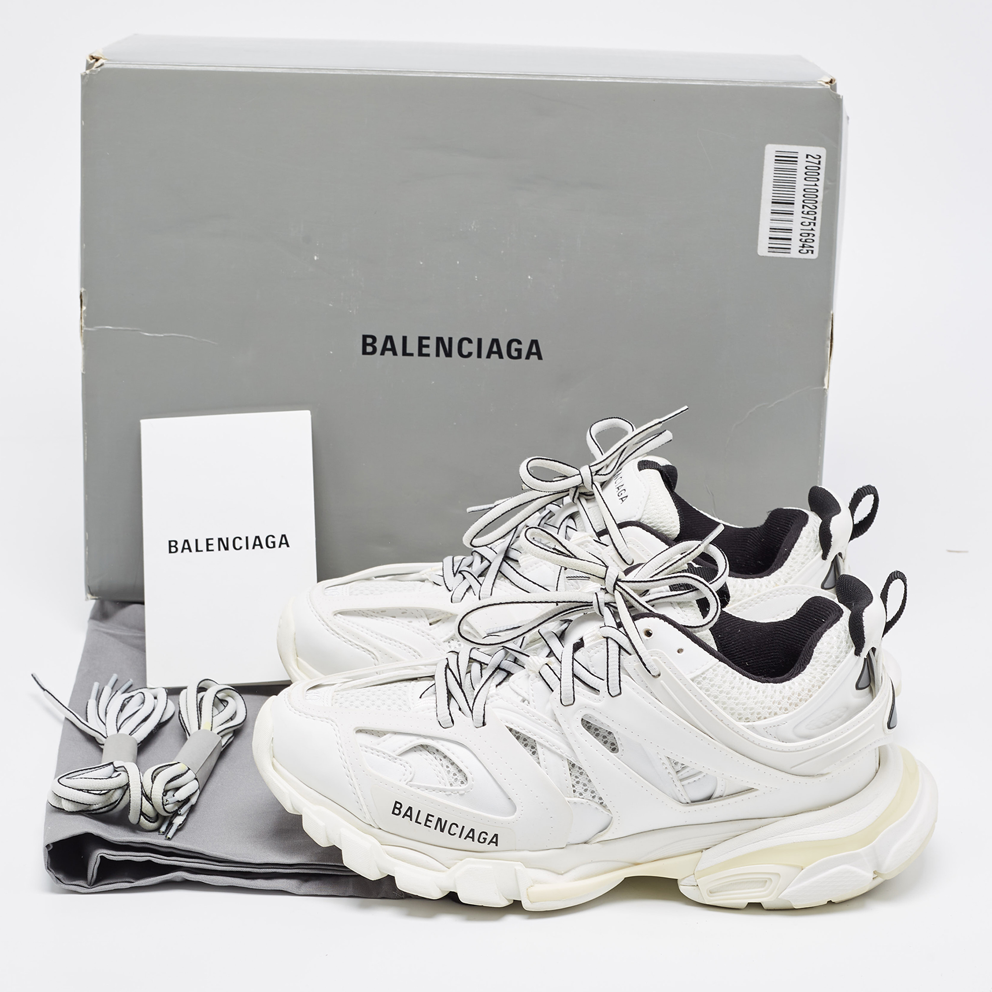 Balenciaga White Leather And Mesh Track Low Top Sneakers Size 39