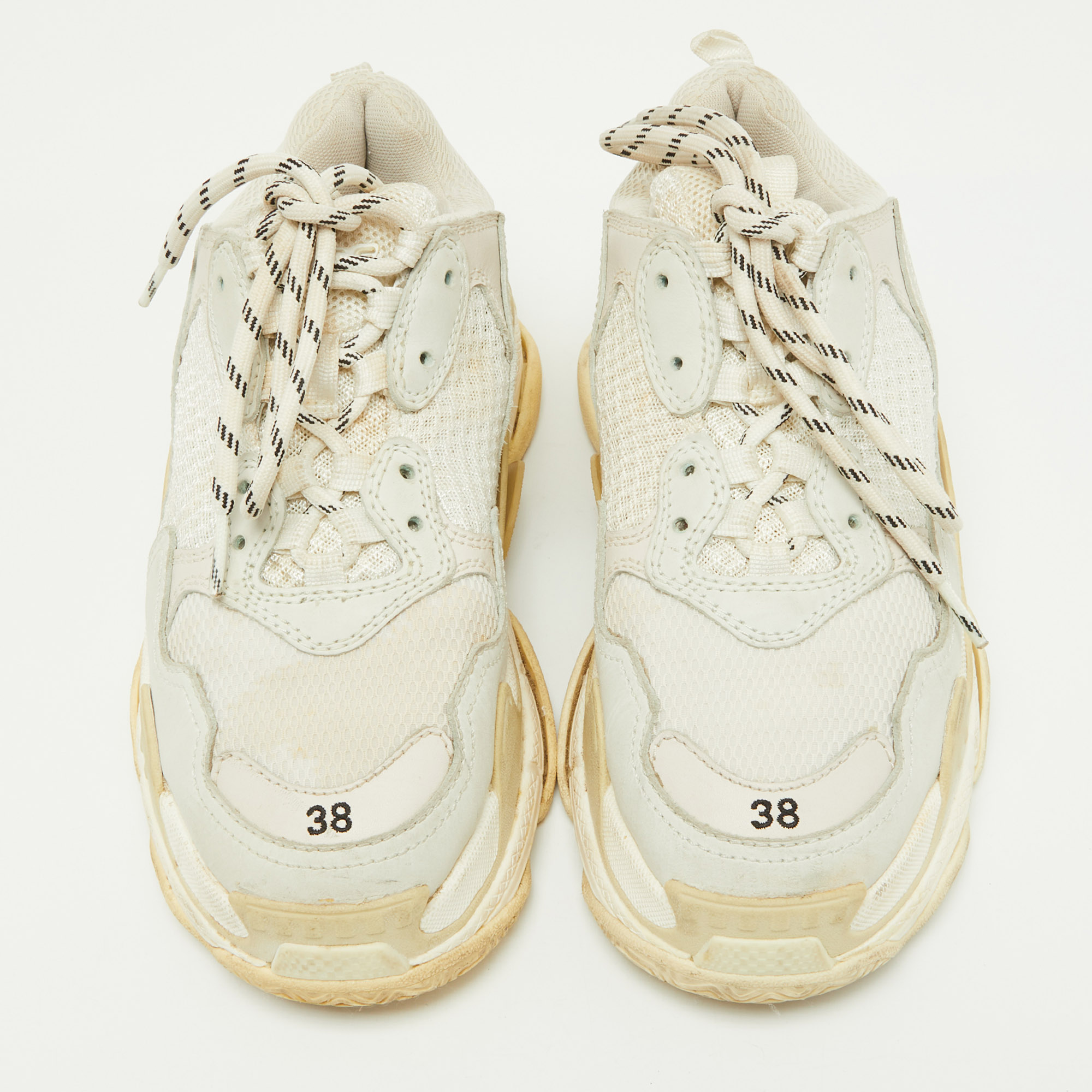 Balenciaga Off White Leather And Mesh Triple S Clear Sneakers Size 38