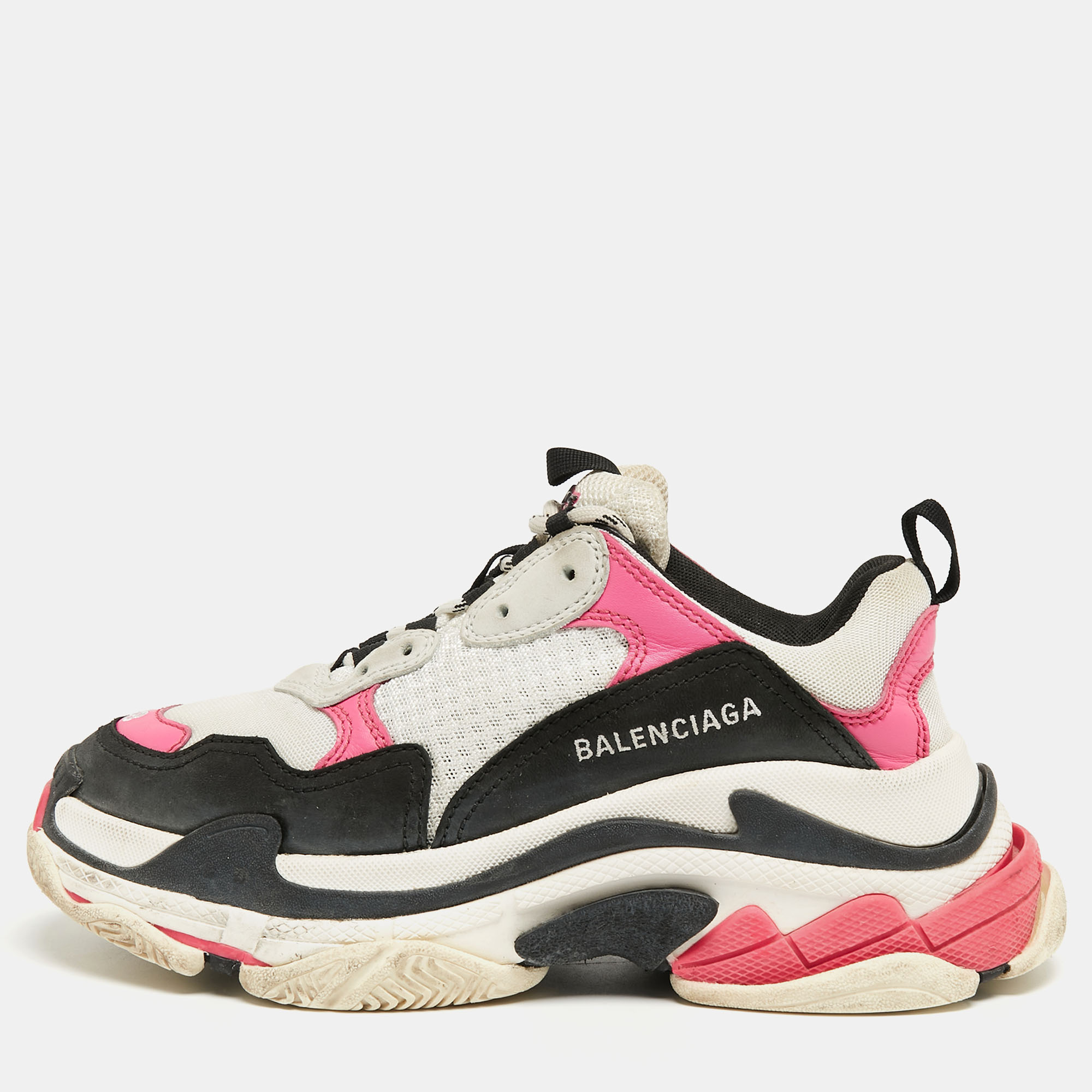 Balenciaga Multicolor Mesh And Leather Triple S Sneakers Size 38