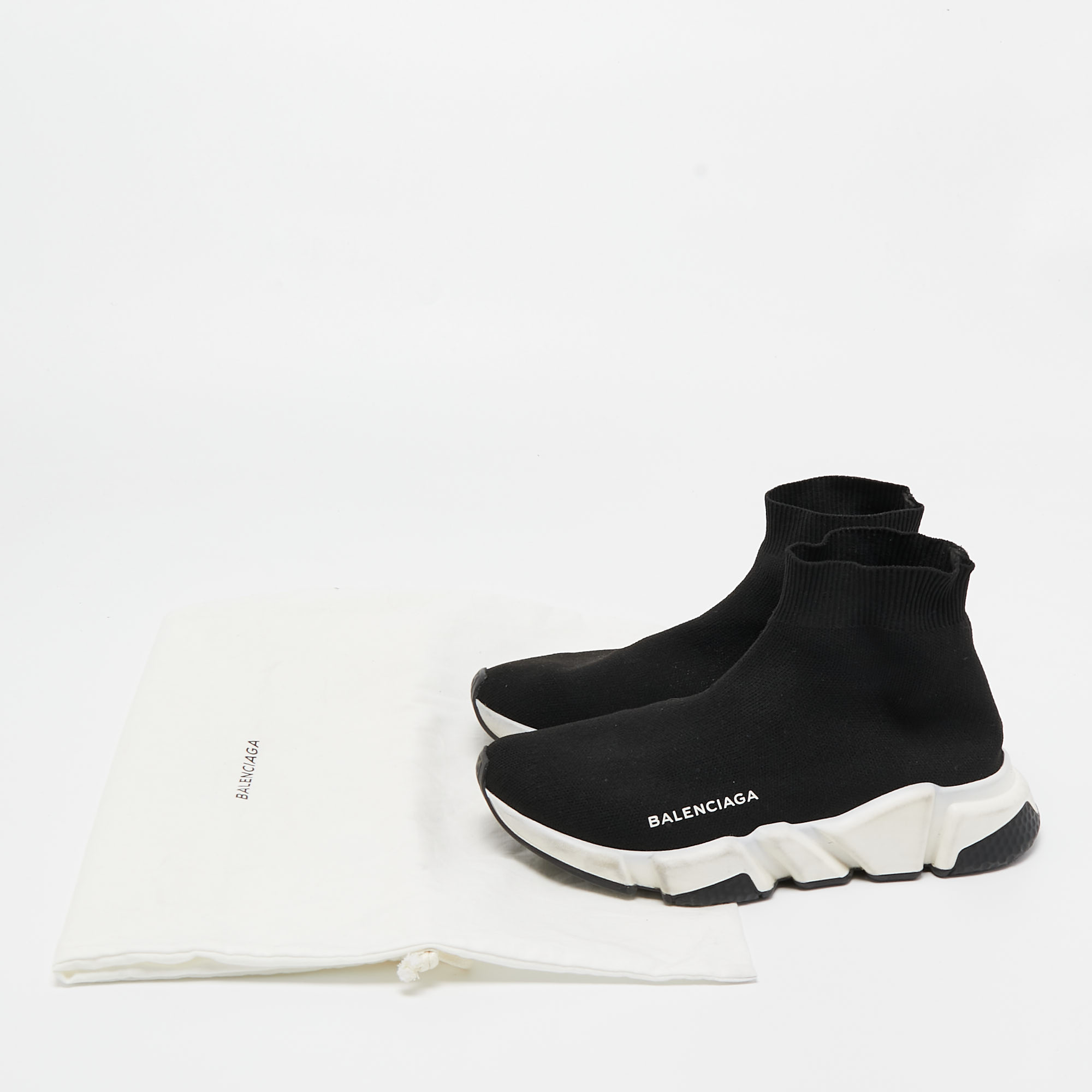 Balenciaga Black Knit Speed Trainer  Sneakers Size 37