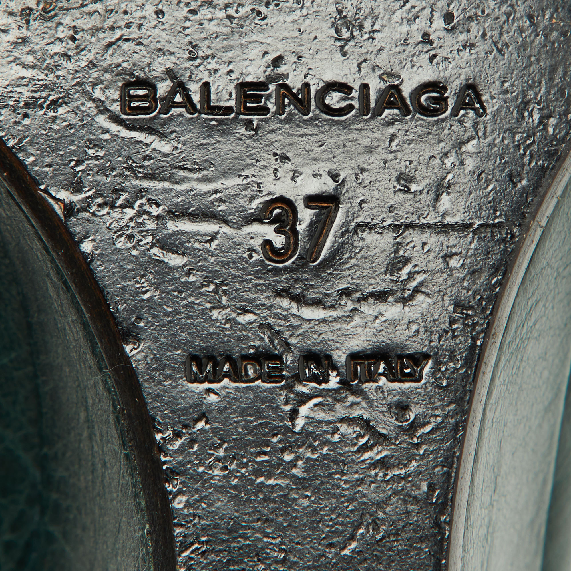 Balenciaga Green Brogue Leather Wedge Derby Size 37