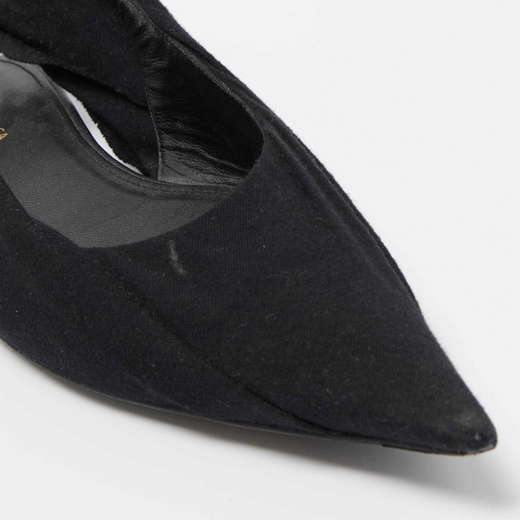 Balenciaga Black Fabric Knife Slingback Flats Size 38