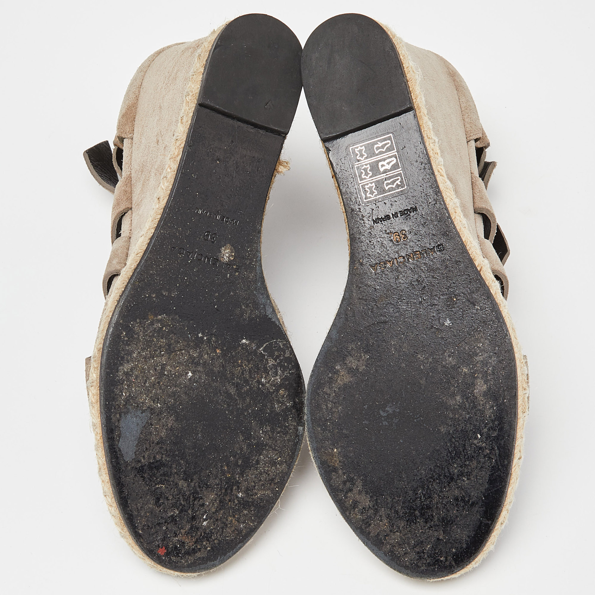 Balenciaga Grey Suede Strappy Wedge Sandals Size 39