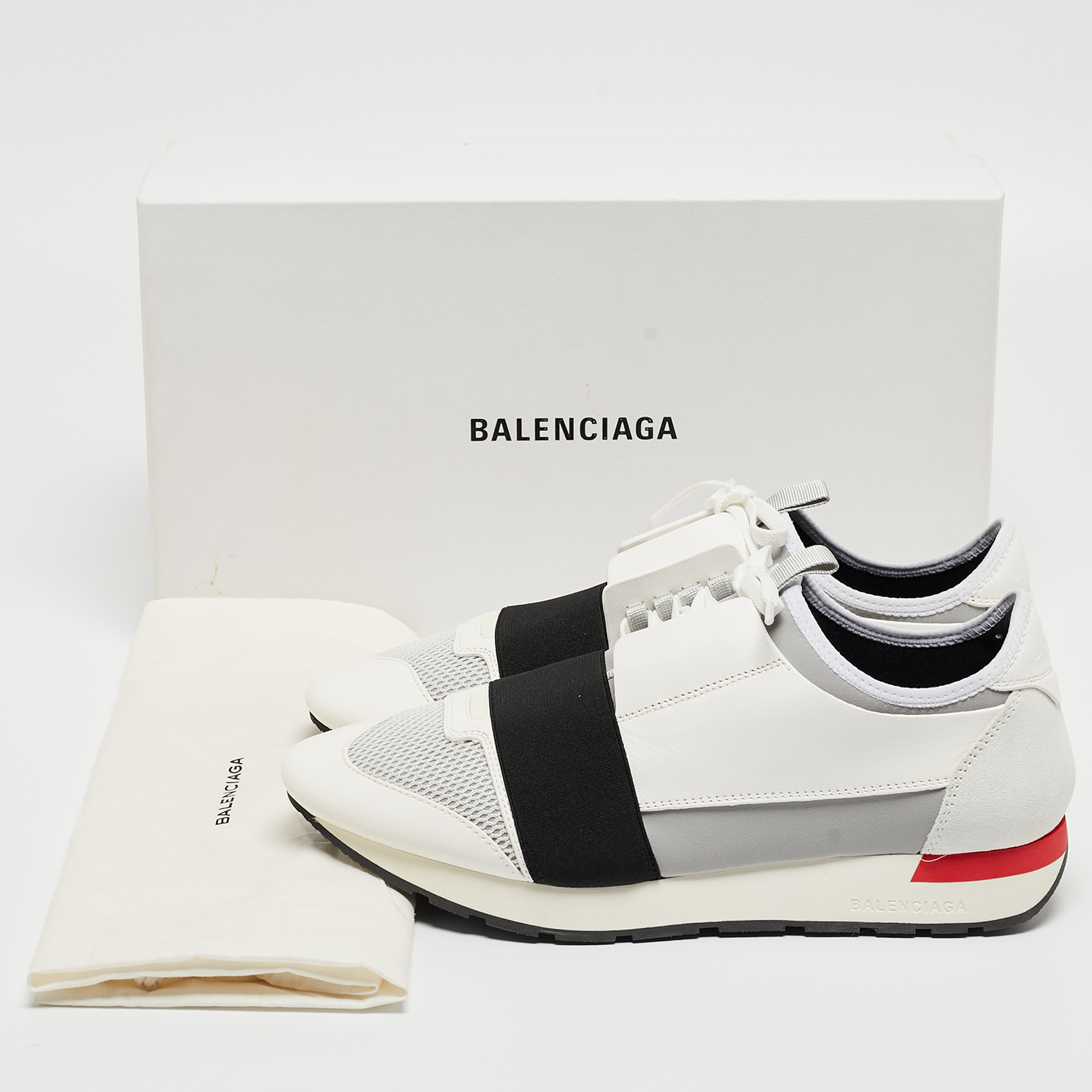 Balenciaga Multicolor Leather And Mesh Race Runner Low Top Sneakers Size 42