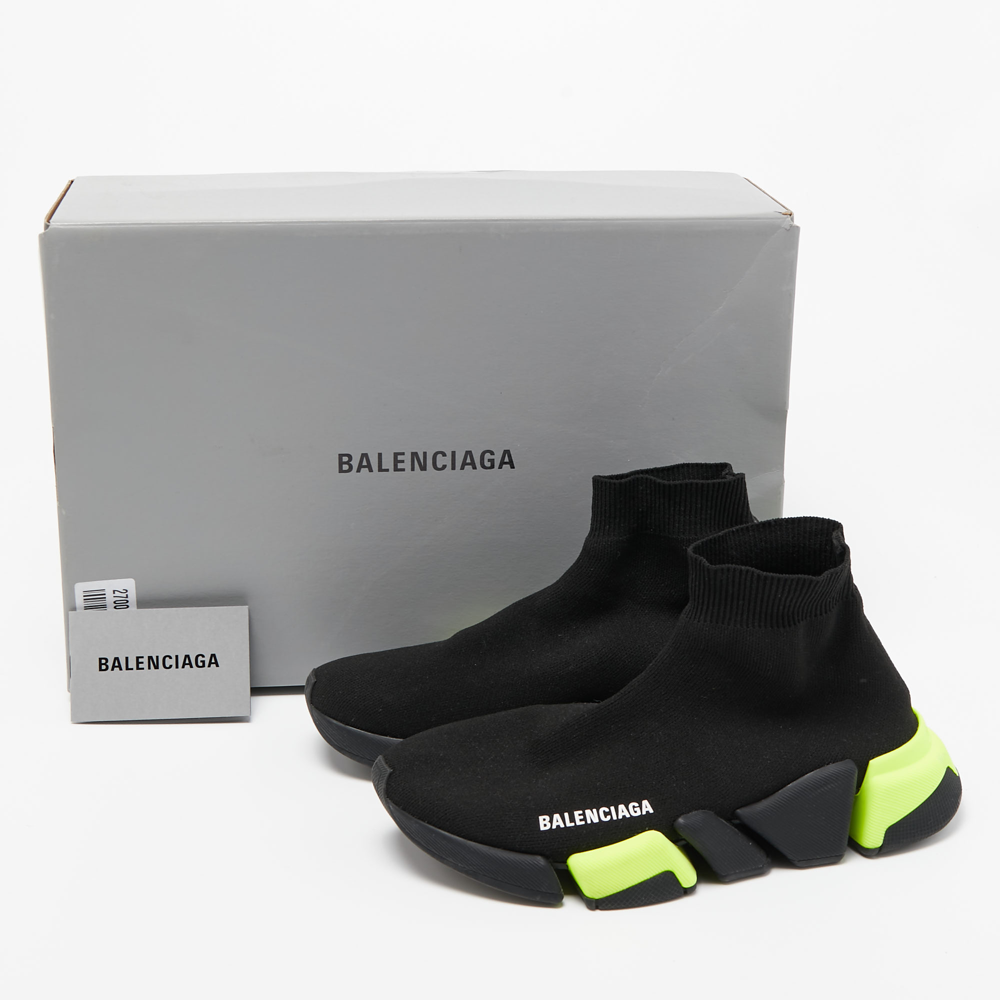 Balenciaga Black Knit Fabric Speed 2.0 High Top Sneakers Size 37