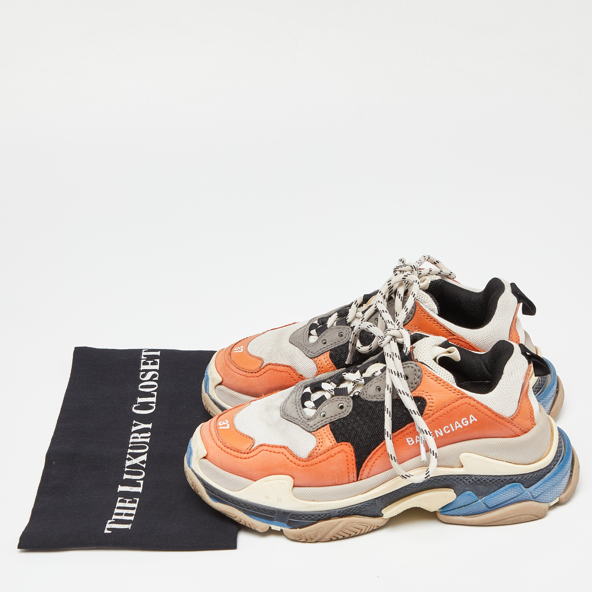 Balenciaga Tricolor Leather And Mesh Triple S Sneakers Size 37