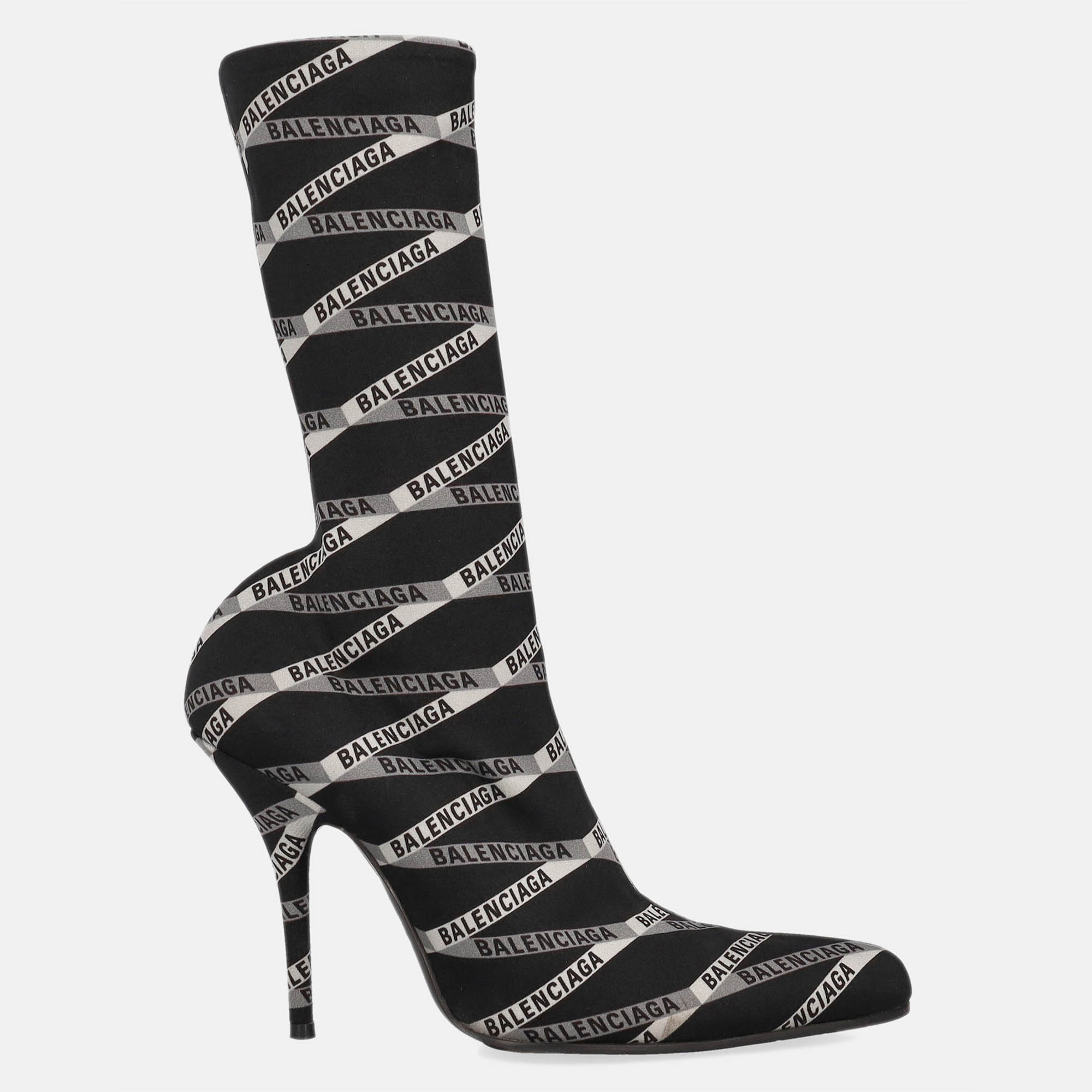 Balenciaga  Women's Synthetic Fibers Ankle Boots - Black - EU 39
