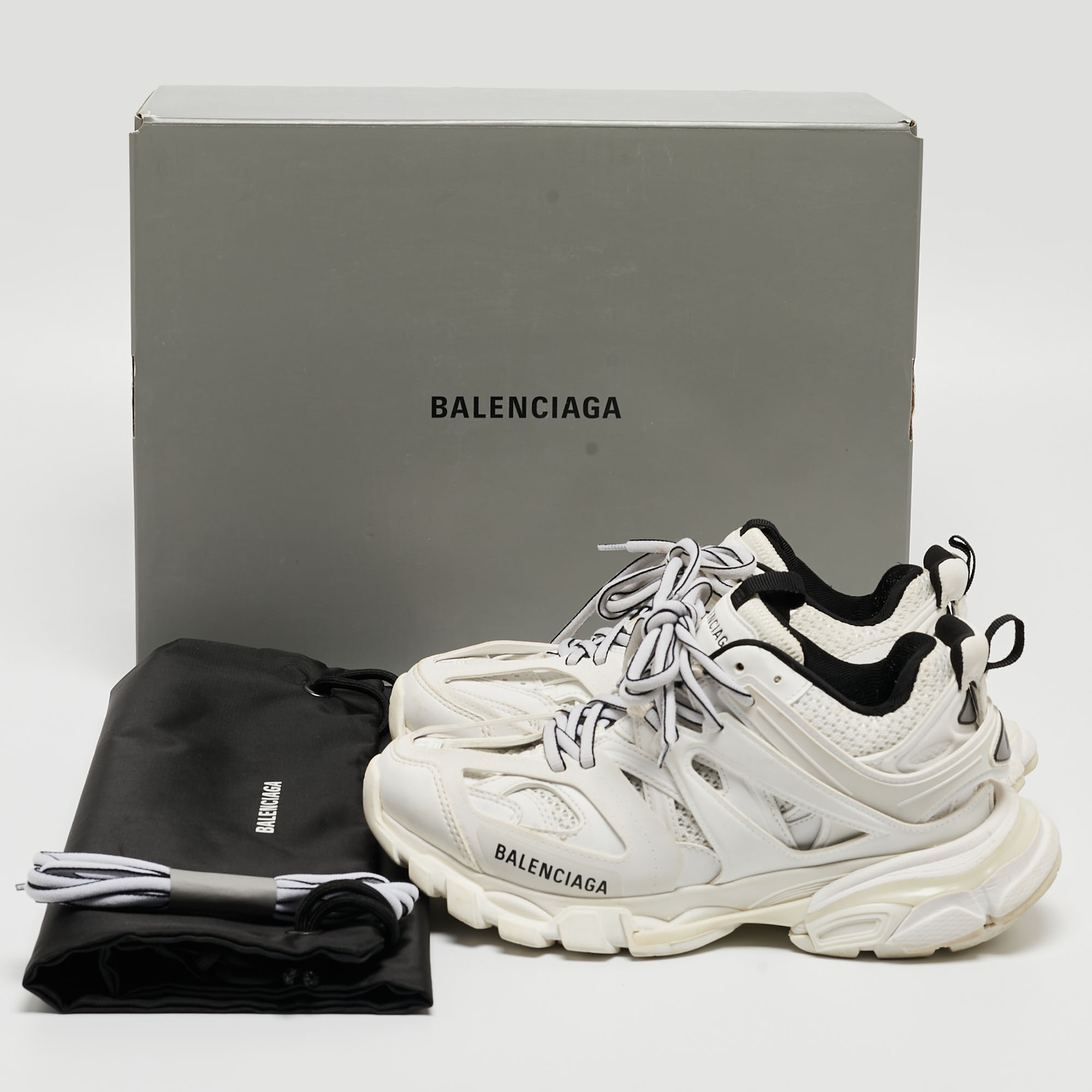 Balenciaga White Leather And Mesh Track Sneakers Size 37