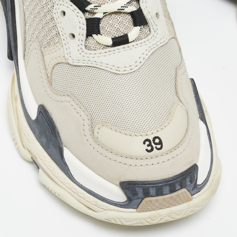 Balenciaga Grey/Black Nubuck Leather And Mesh Triple S Sneakers  Size 39