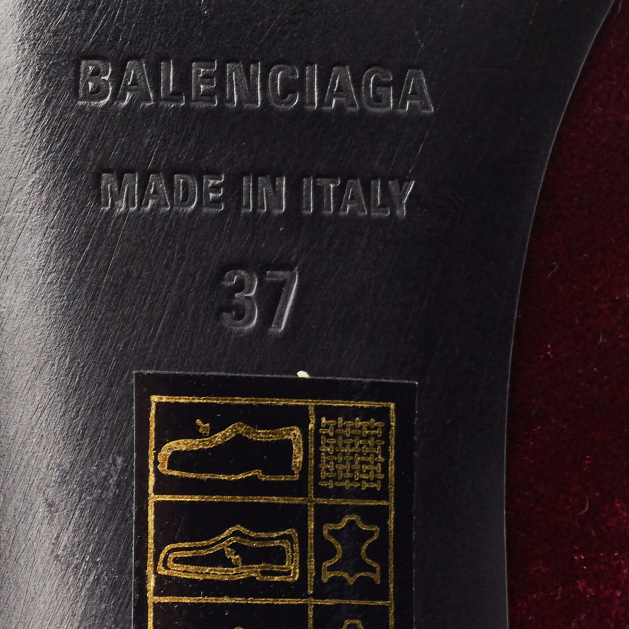 Balenciaga Burgundy Velvet Knife  Mules Size 37