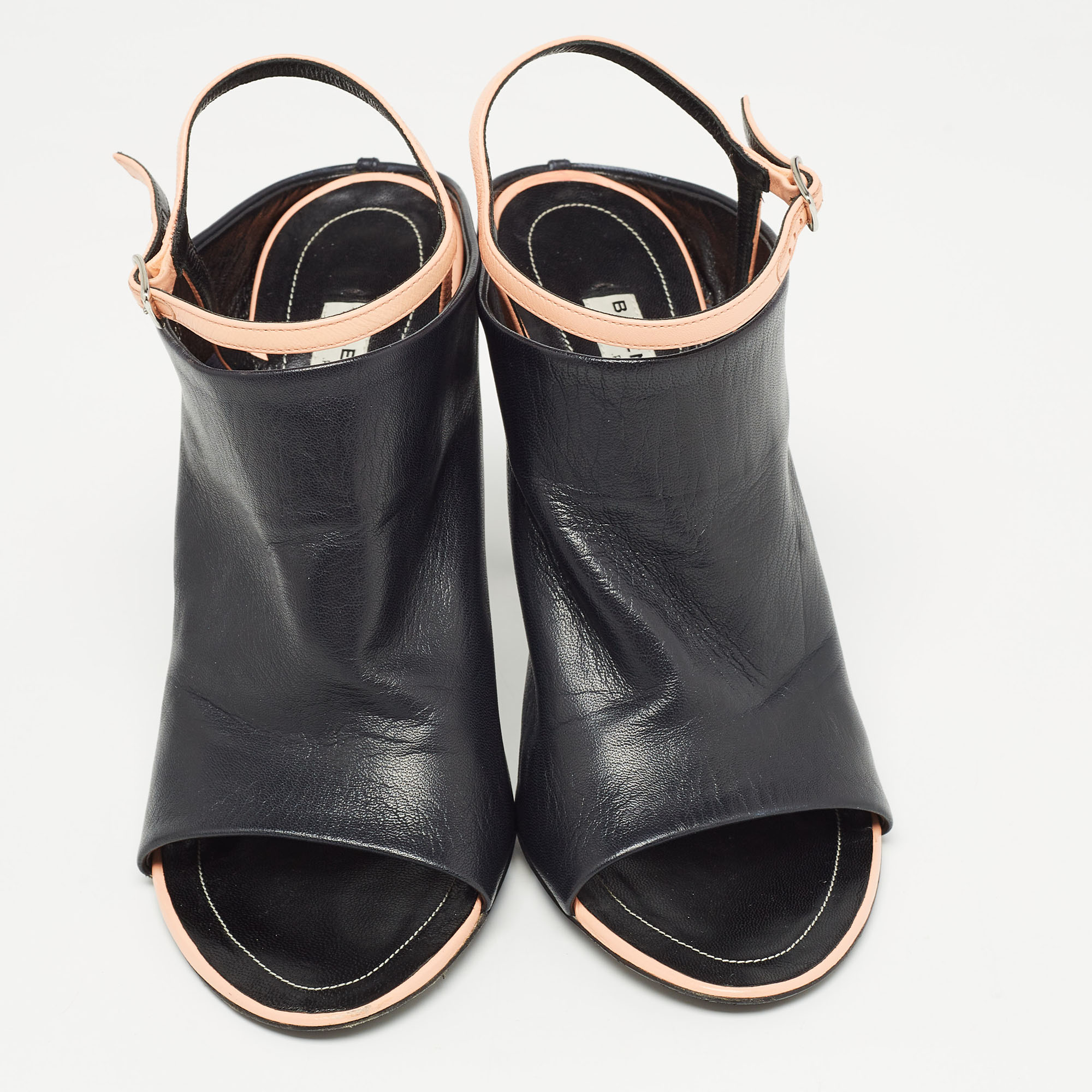 Balenciaga  Black Leather Ankle Strap Sandals Size 38