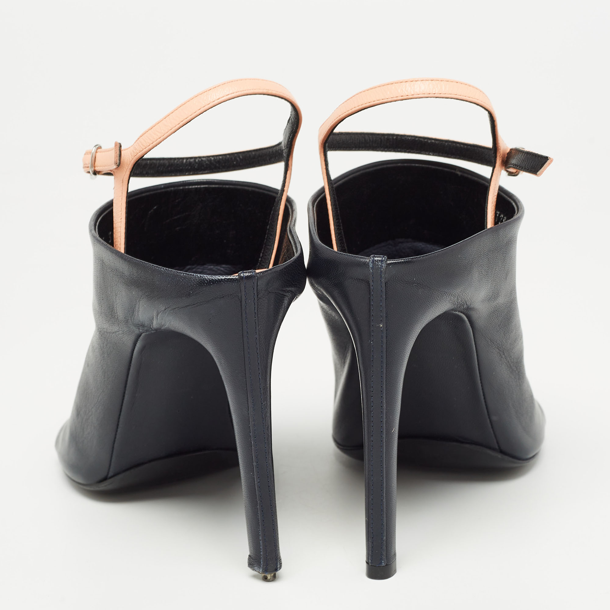 Balenciaga  Black Leather Ankle Strap Sandals Size 38