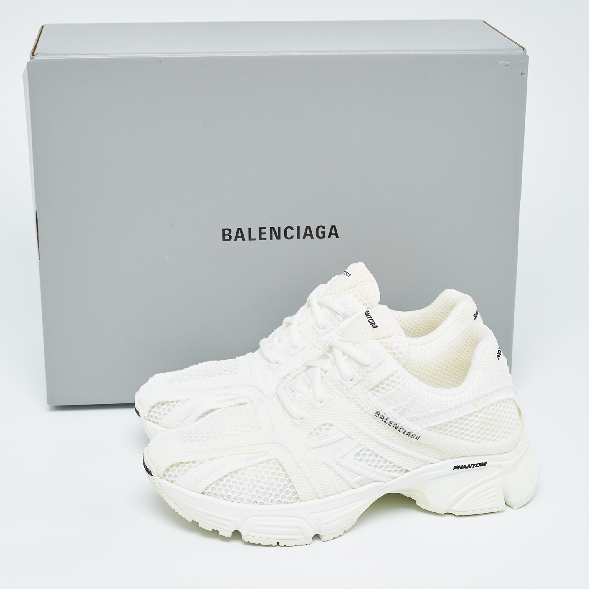 Balenciaga White Mesh Phantom Low Top Sneakers Size 39