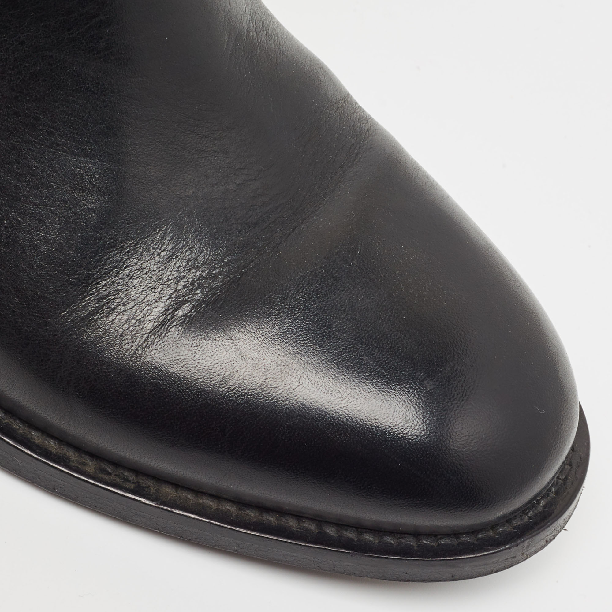Balenciaga Black Leather Knee Length Boots Size 37
