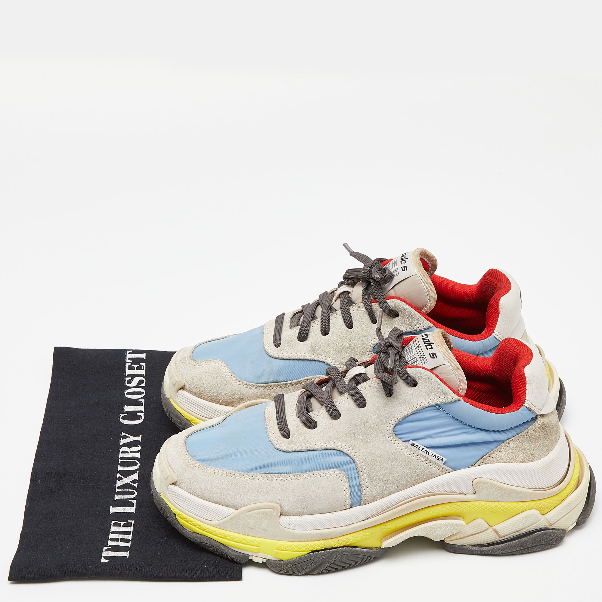 Balenciaga Multicolor Nylon And Suede Triple S Sneakers Size 40