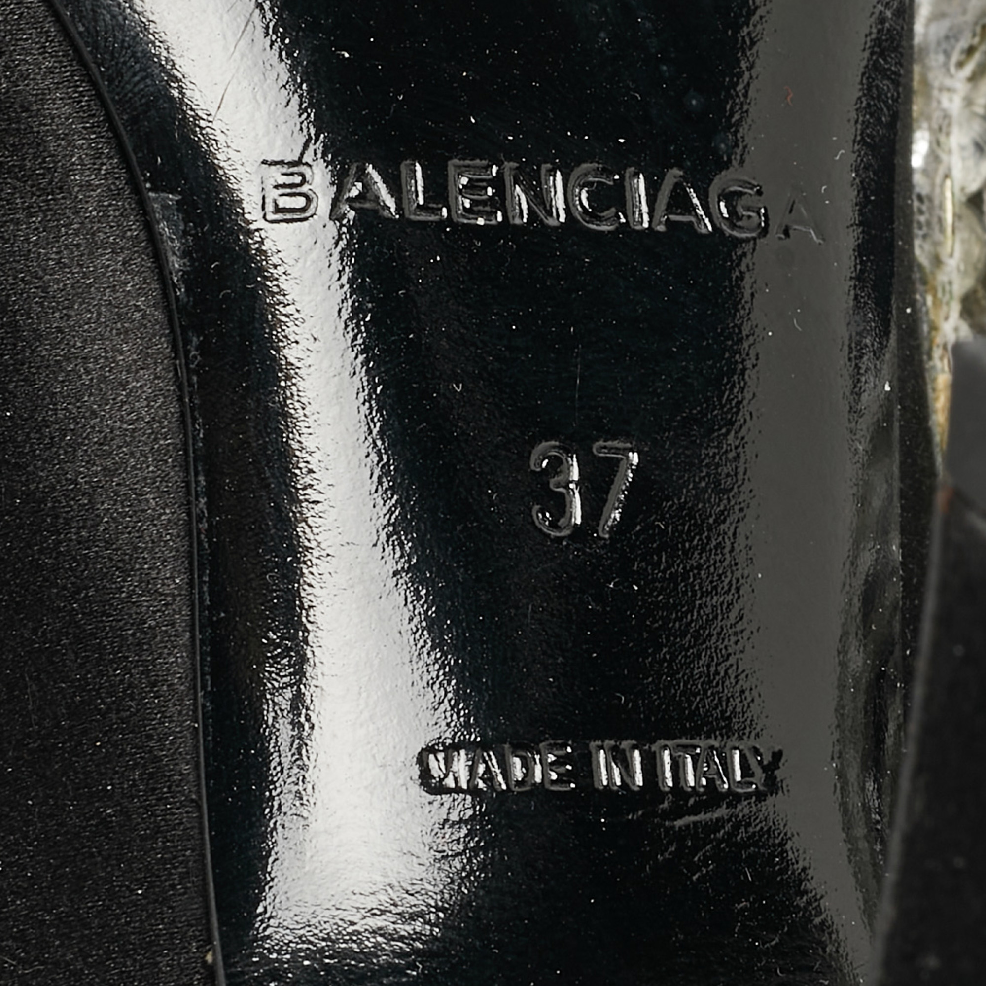 Balenciaga Black Satin Talon Slash Pumps Size 37