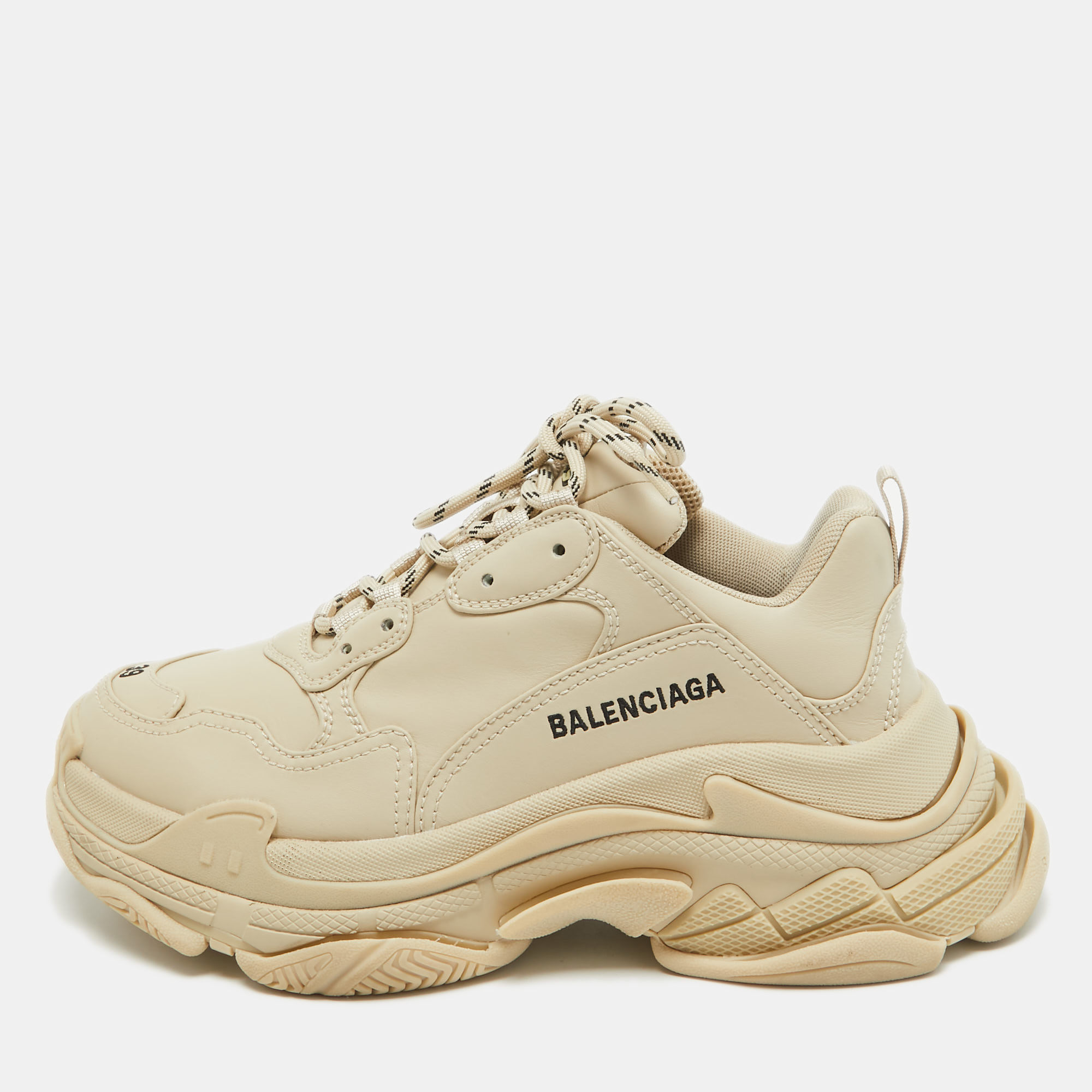 Balenciaga beige faux leather triple s sneakers size 39