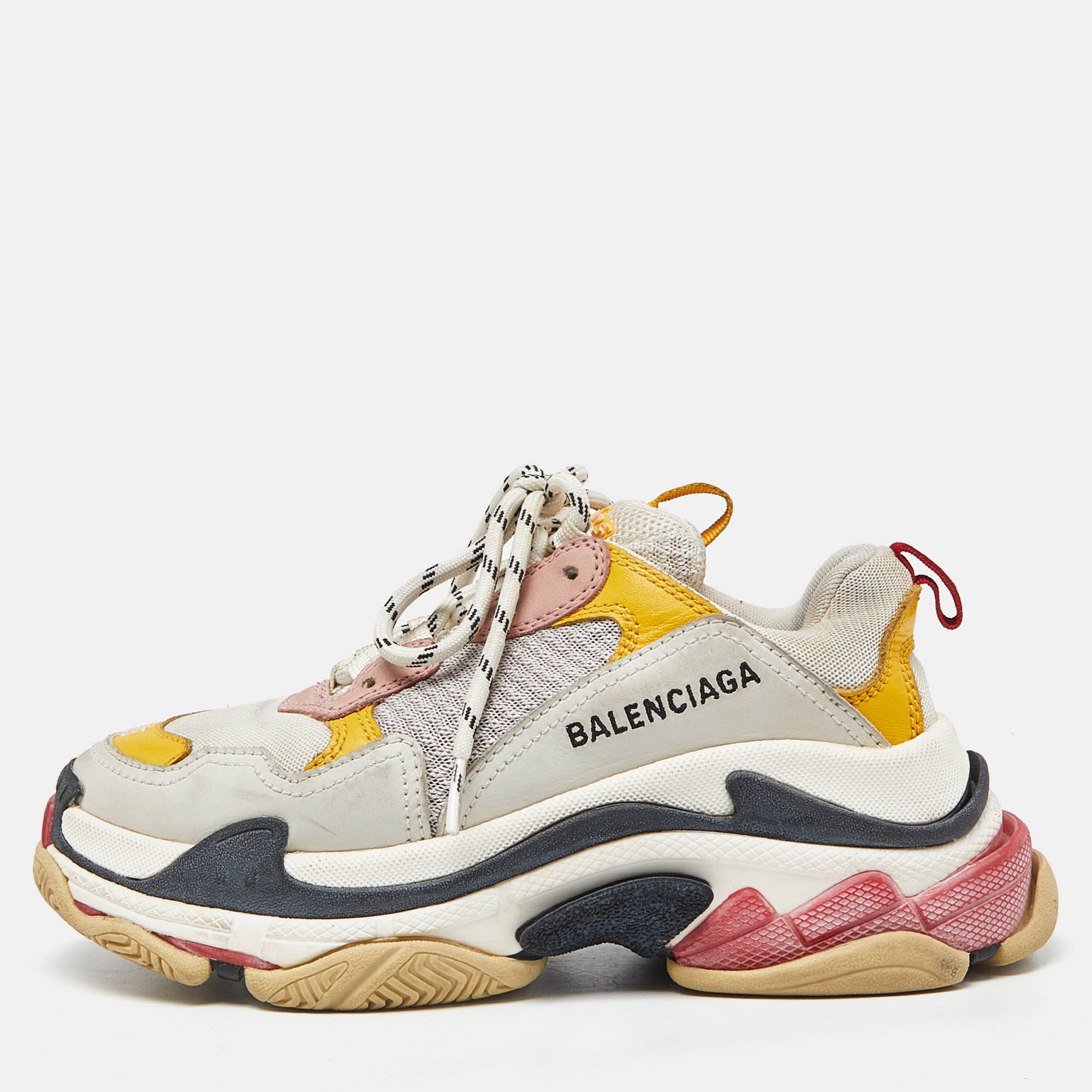 Balenciaga multicolor leather and mesh triple s low top sneakers size 35