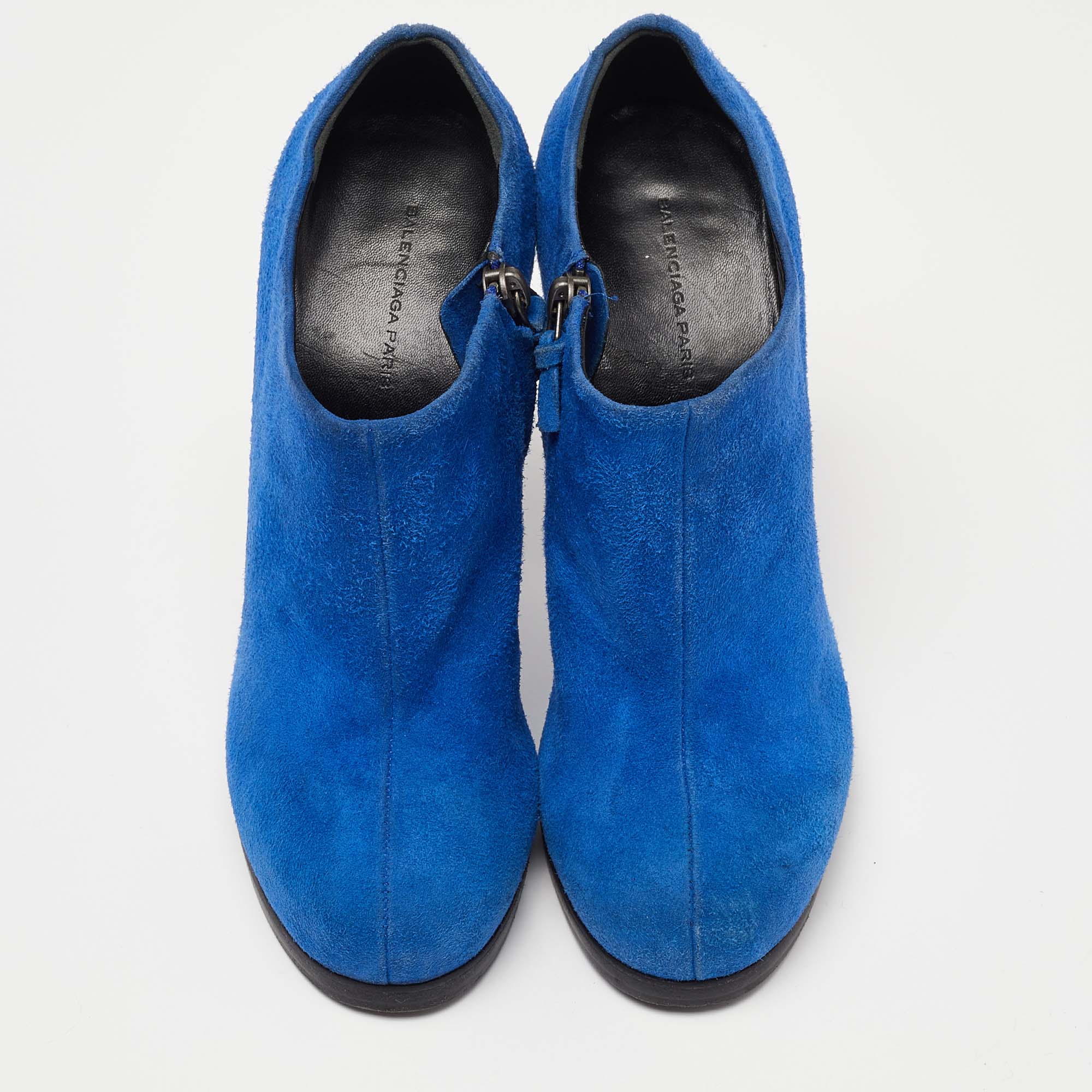 Balenciaga Blue Suede Ankle Booties Size 39