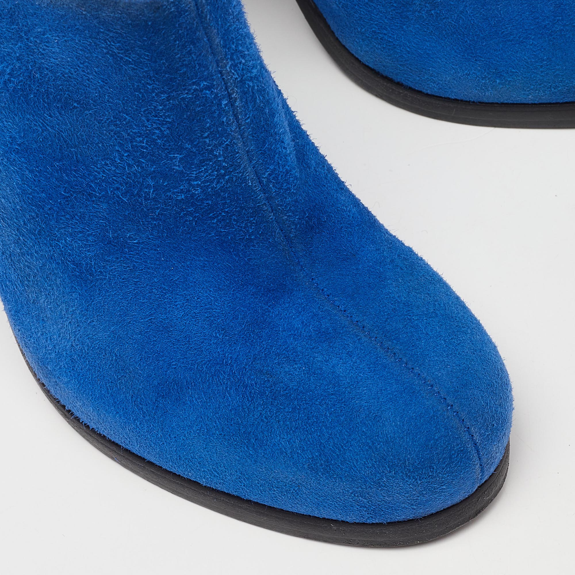 Balenciaga Blue Suede Ankle Booties Size 39