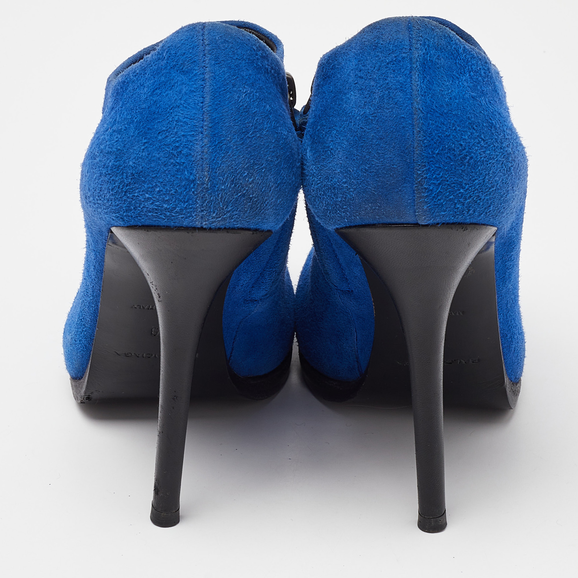 Balenciaga Blue Suede Ankle Booties Size 39