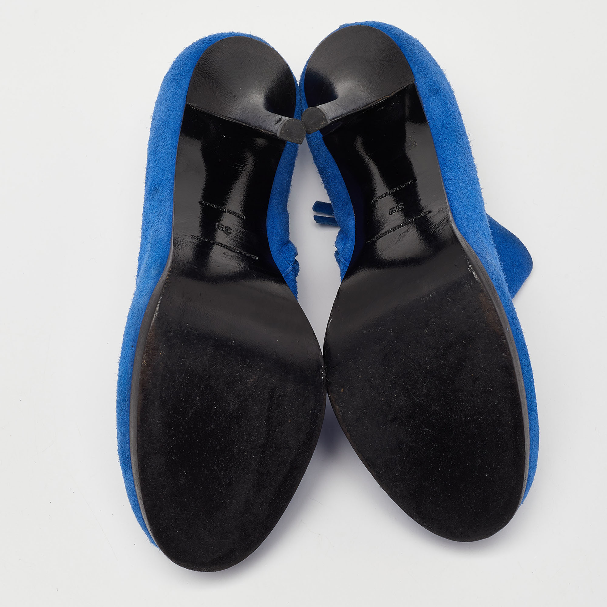 Balenciaga Blue Suede Ankle Booties Size 39