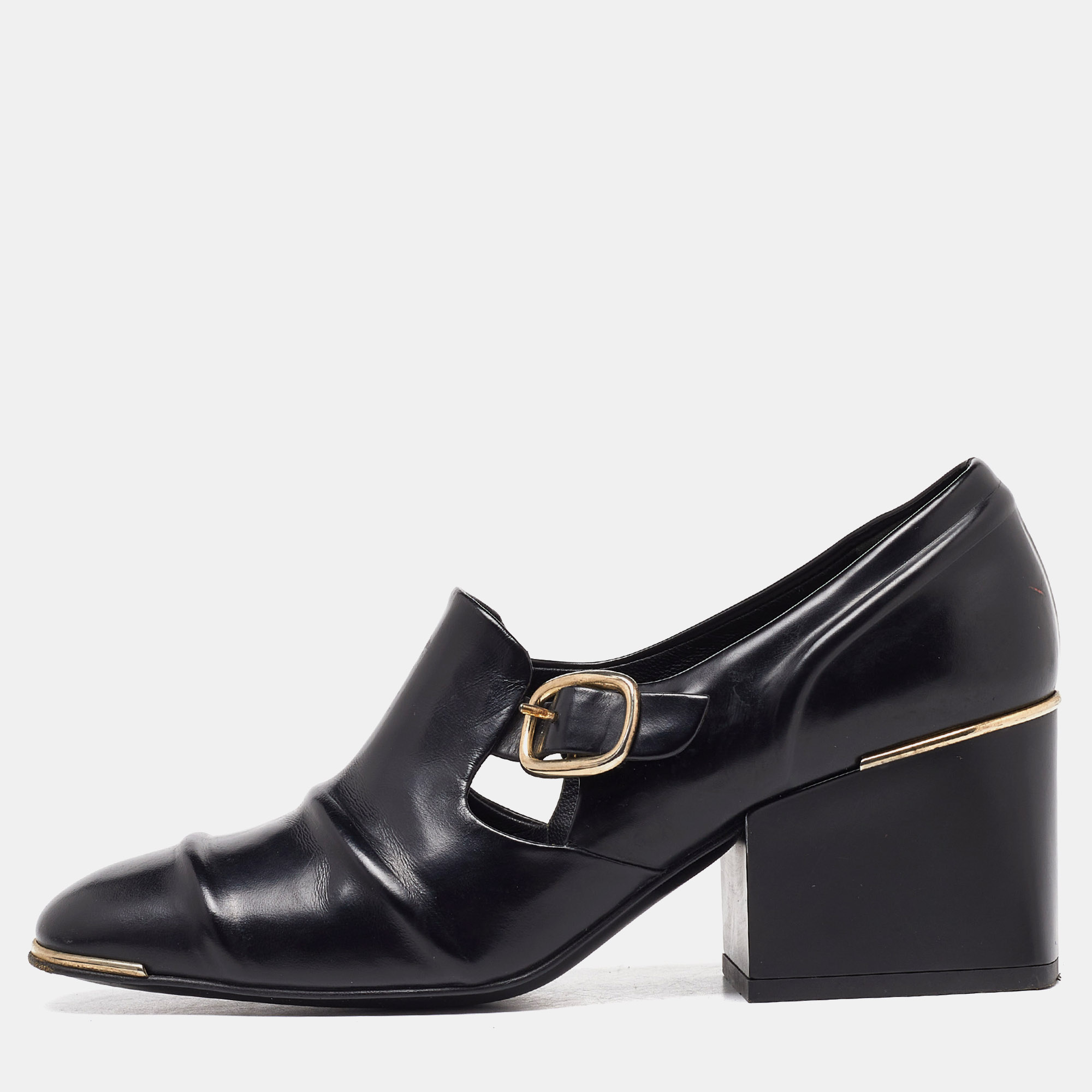 Balenciaga black leather loafer pumps size 36