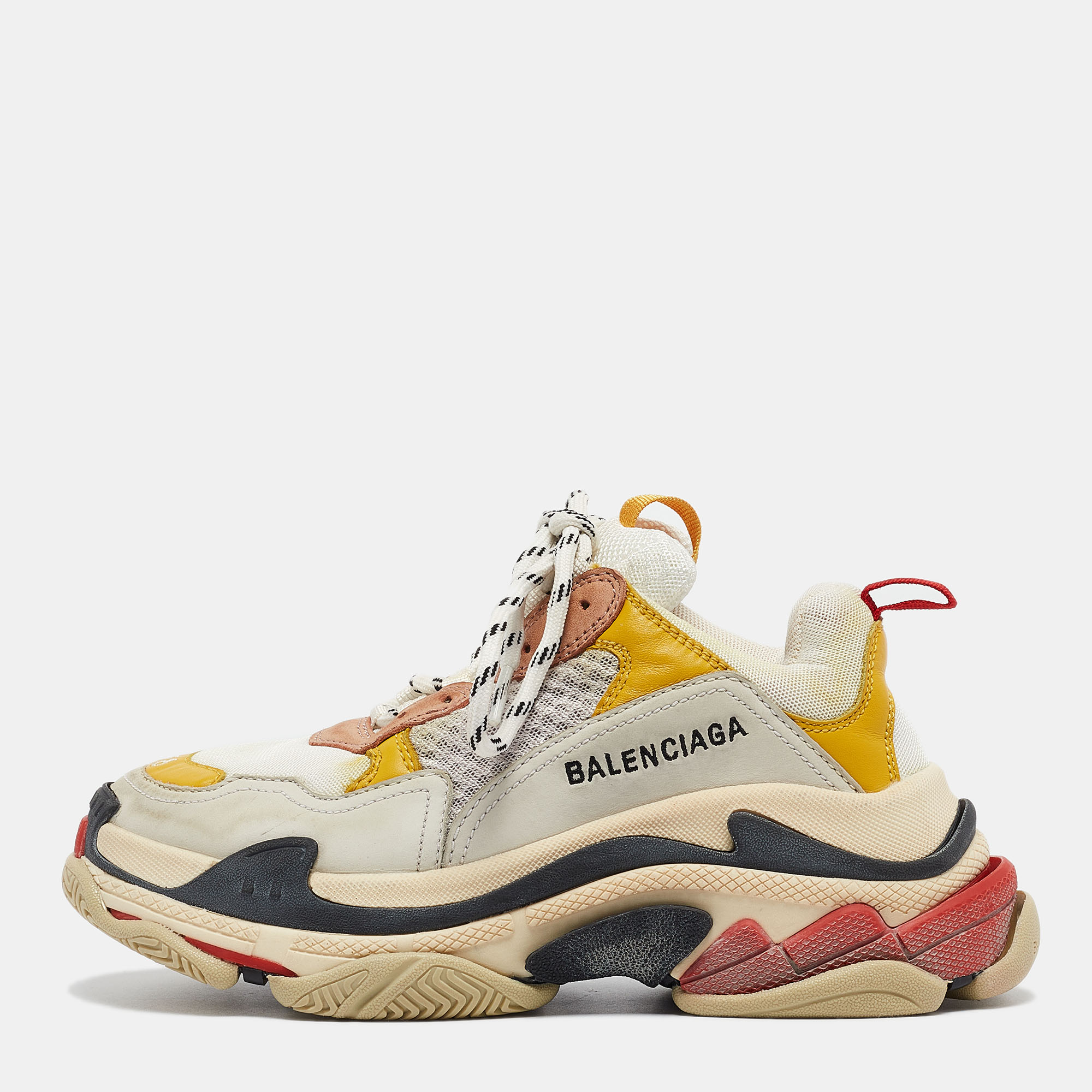 Balenciaga multicolor mesh and nubuck leather triple s low top sneakers size 36