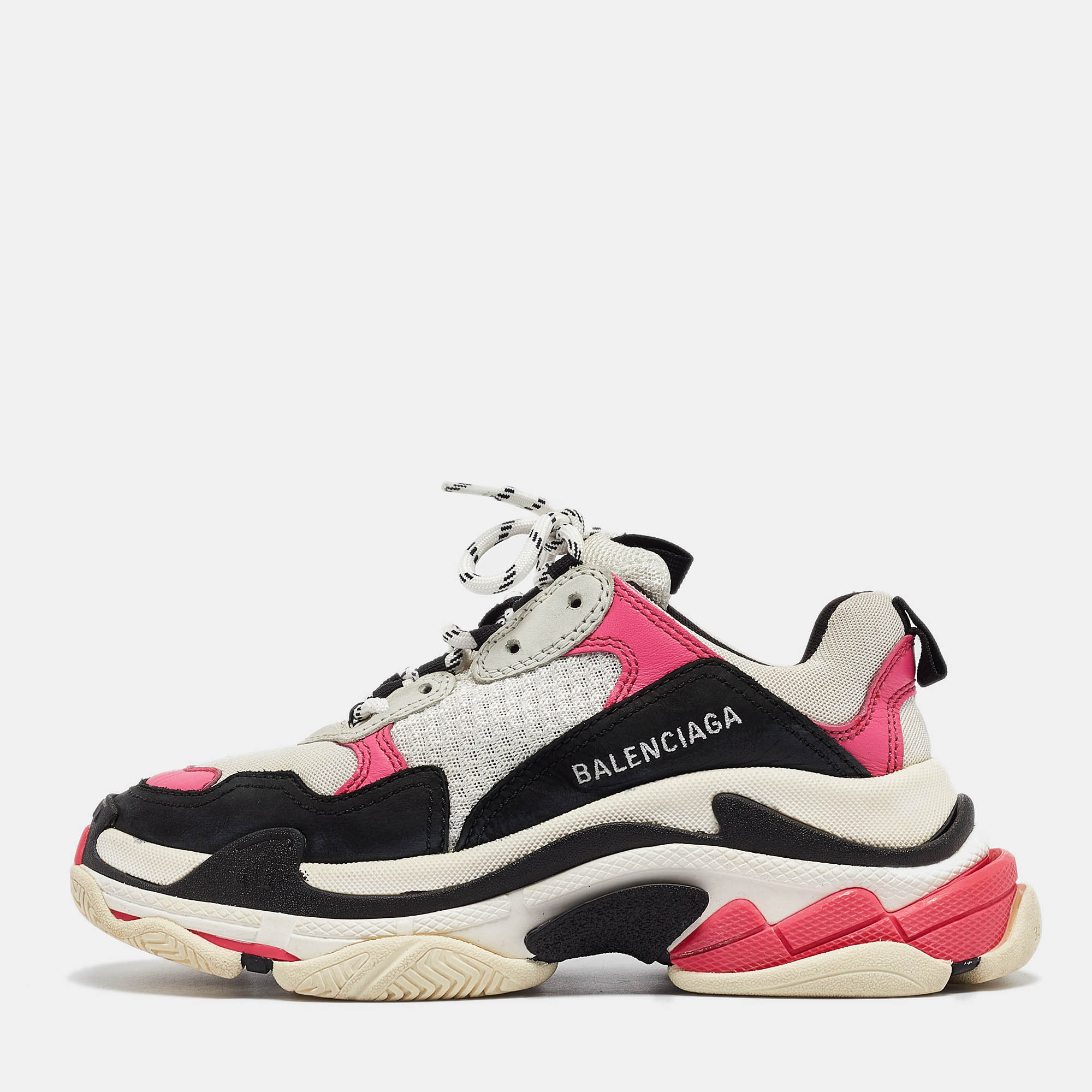 Balenciaga tricolor mesh and leather triple s sneakers size 37