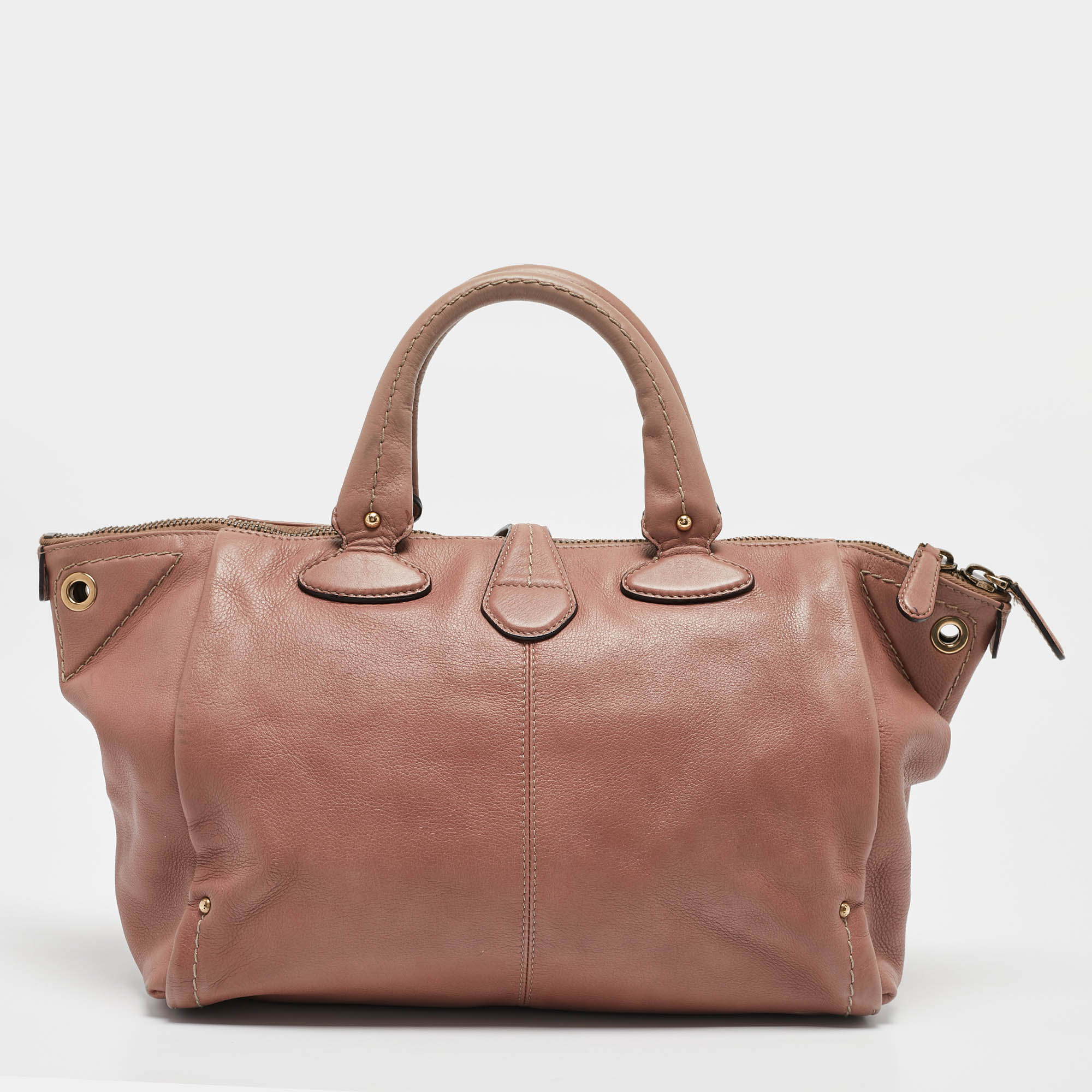 Bally Pink Leather Clasp Flap Satchel